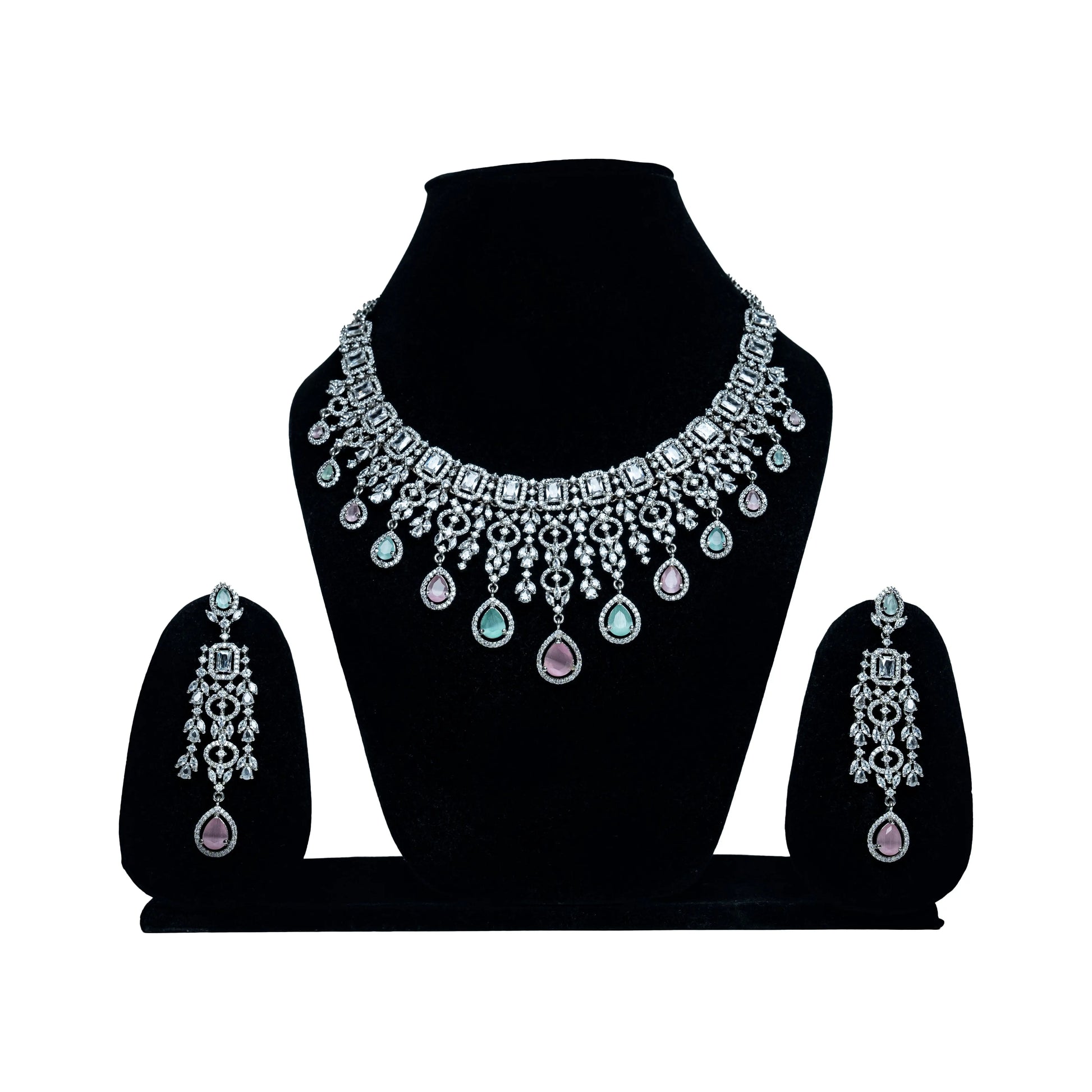 Baby Pink and Green Necklace Set