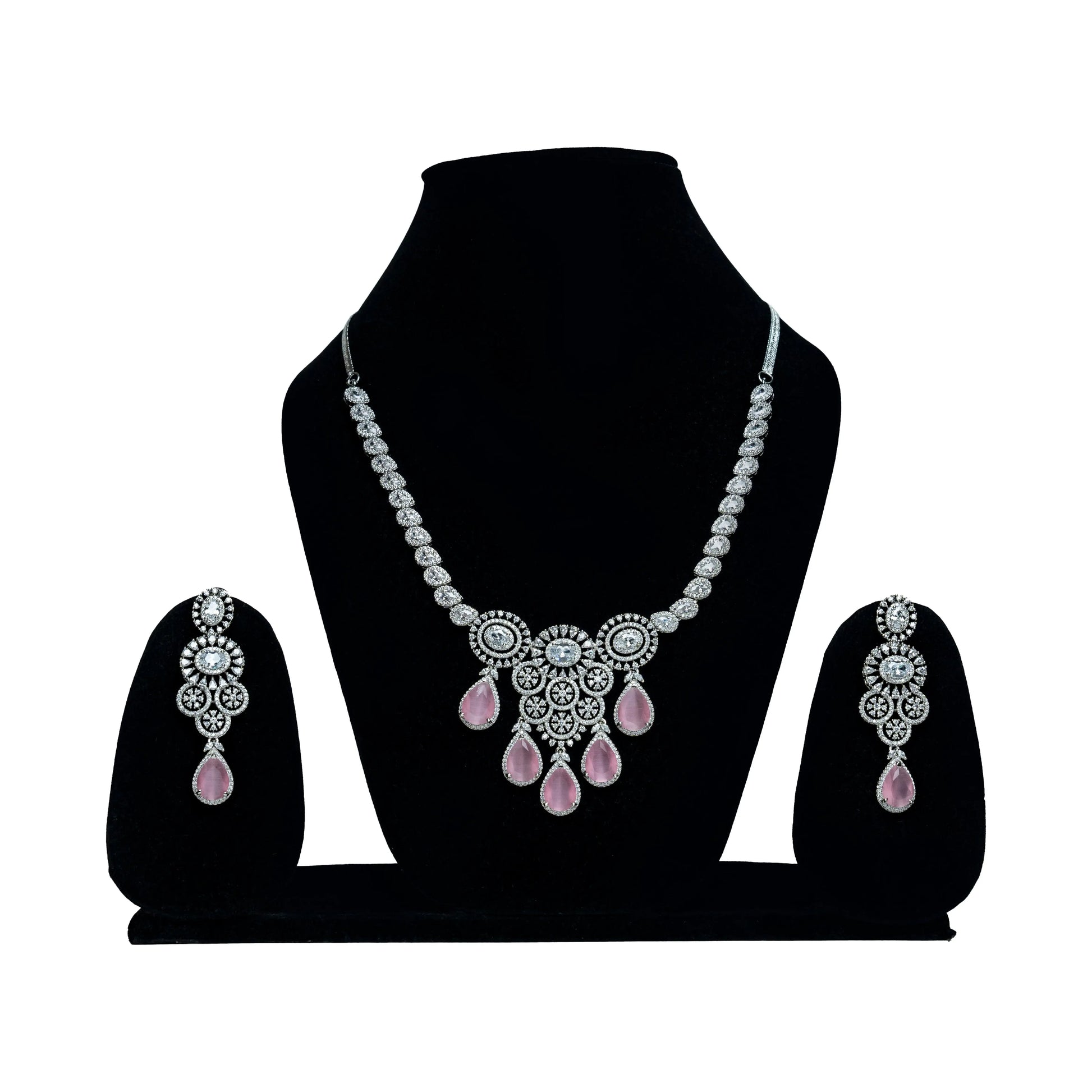 Pink Stone Necklace Set
