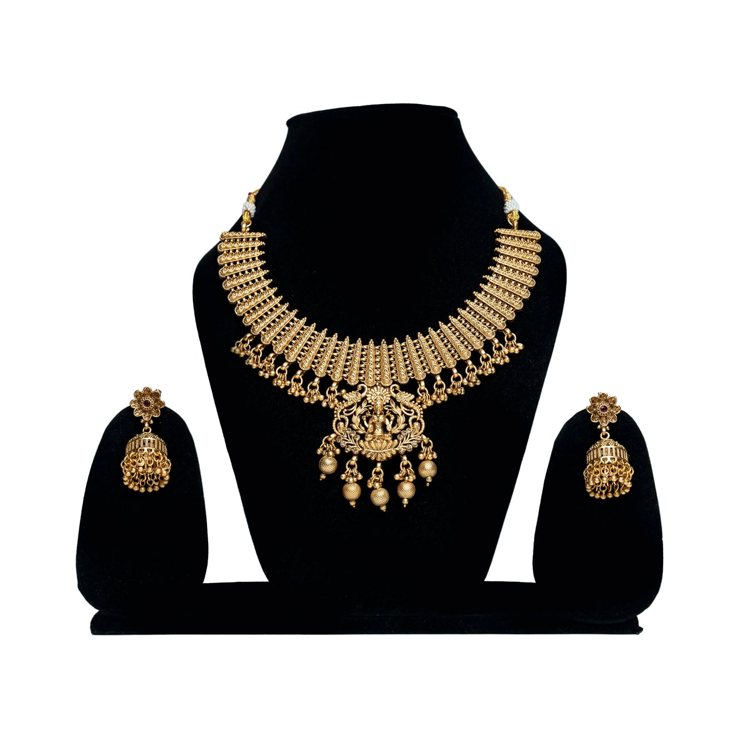Temple Lakshmi Choker Set with Jhumka Earrings