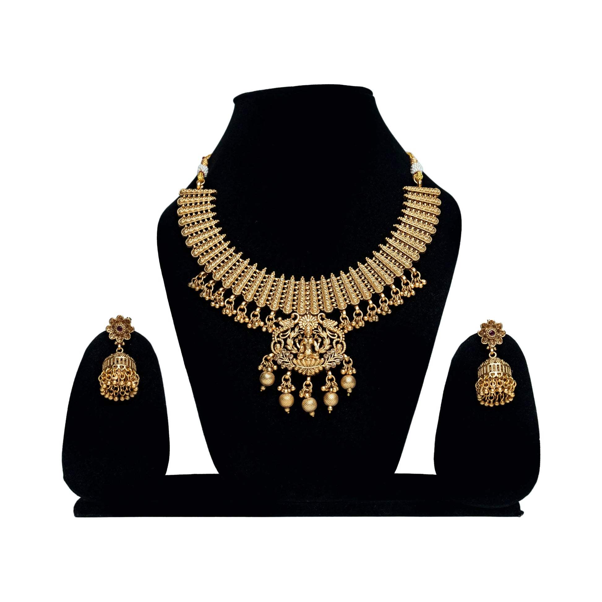 Temple Lakshmi Choker Set with Jhumka Earrings