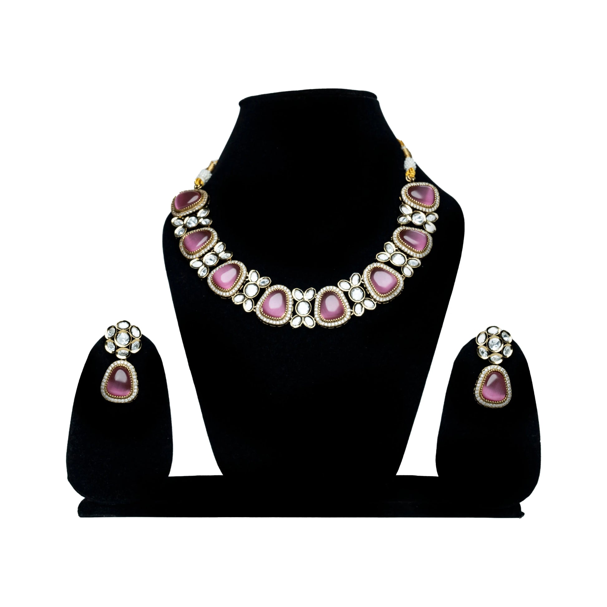 Elegant Pink Necklace Jewellery Set