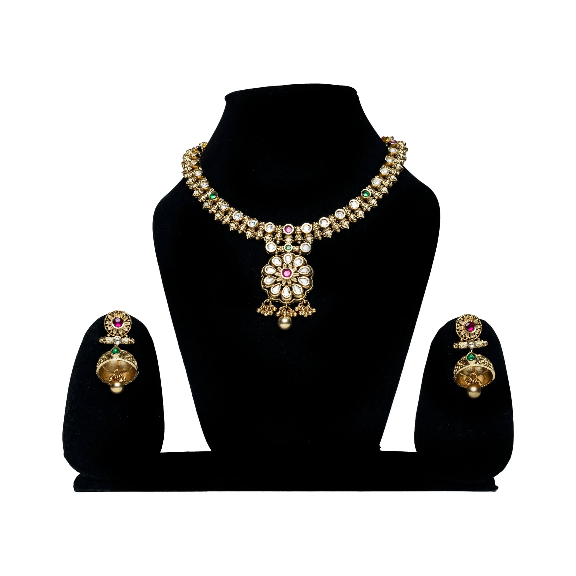 Floral Kundan Necklace Set with Earrings