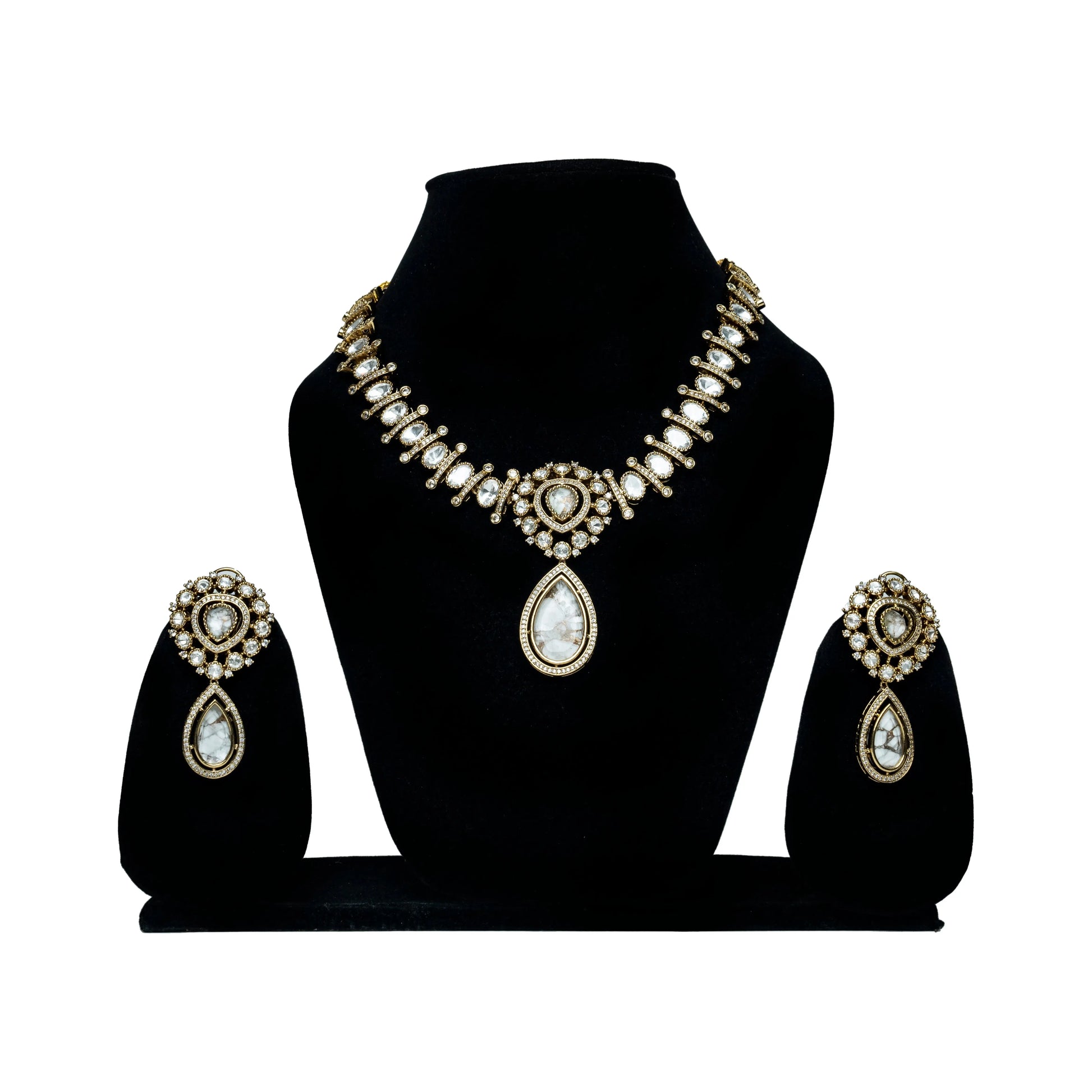 Majestic Teardrop Kundan Necklace Set