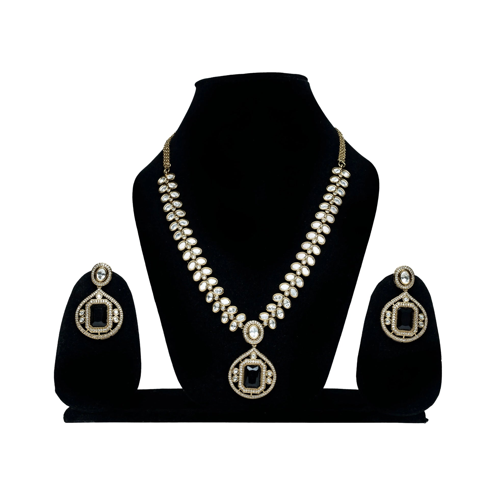Black Stone Kundan Necklace Set