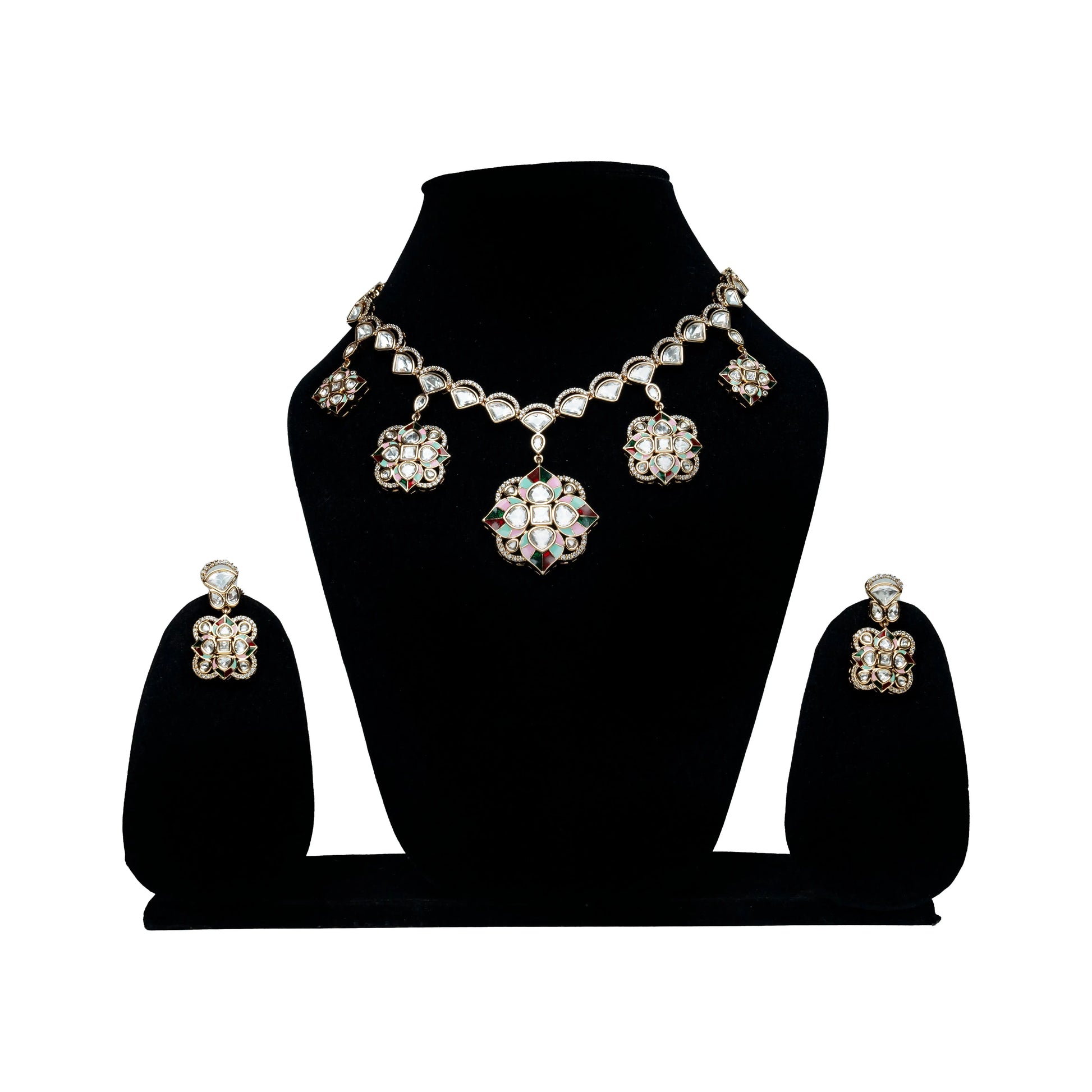 Floral Kundan Pendant Necklace Set