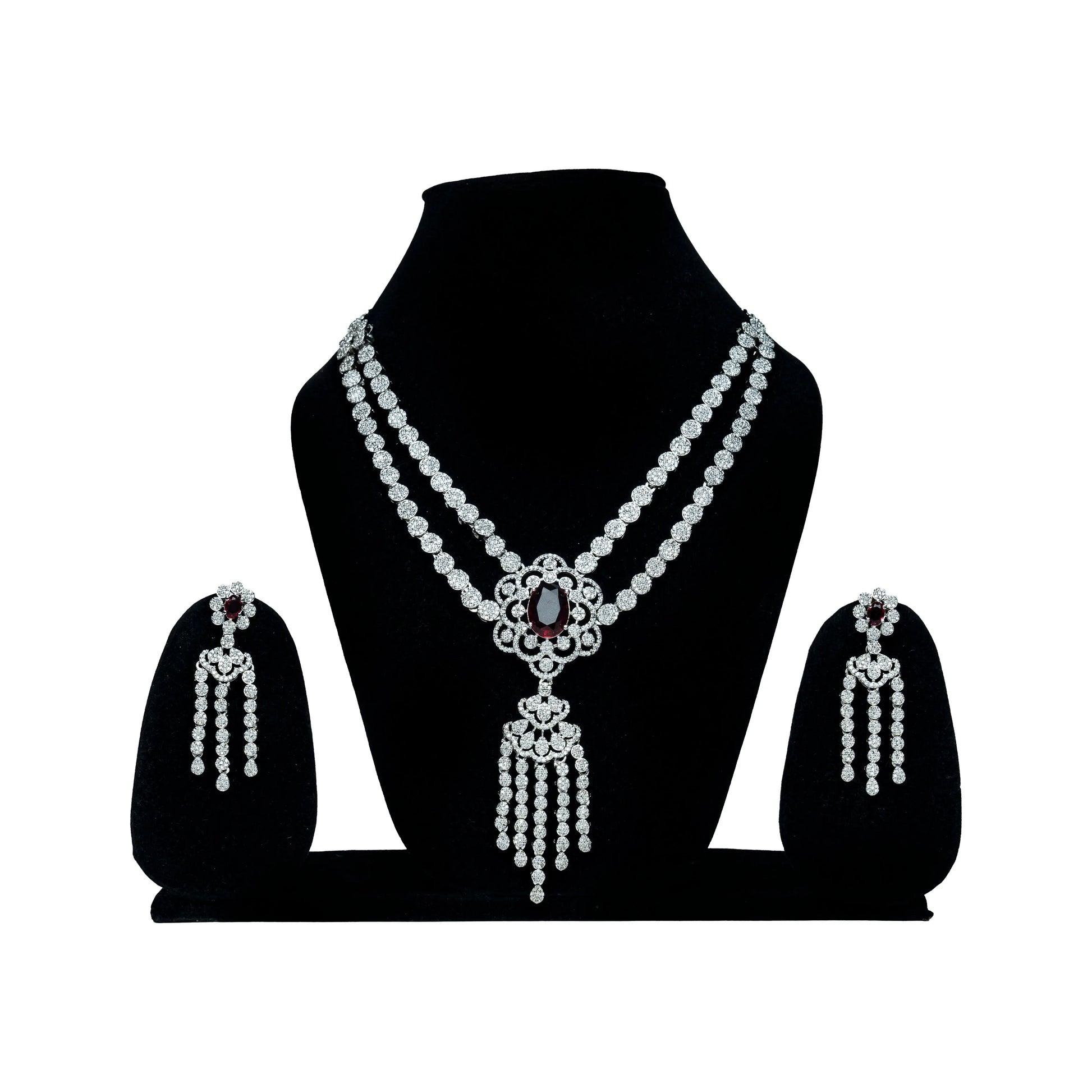 AD Necklace with Hanging Pendant and Drop Earrings