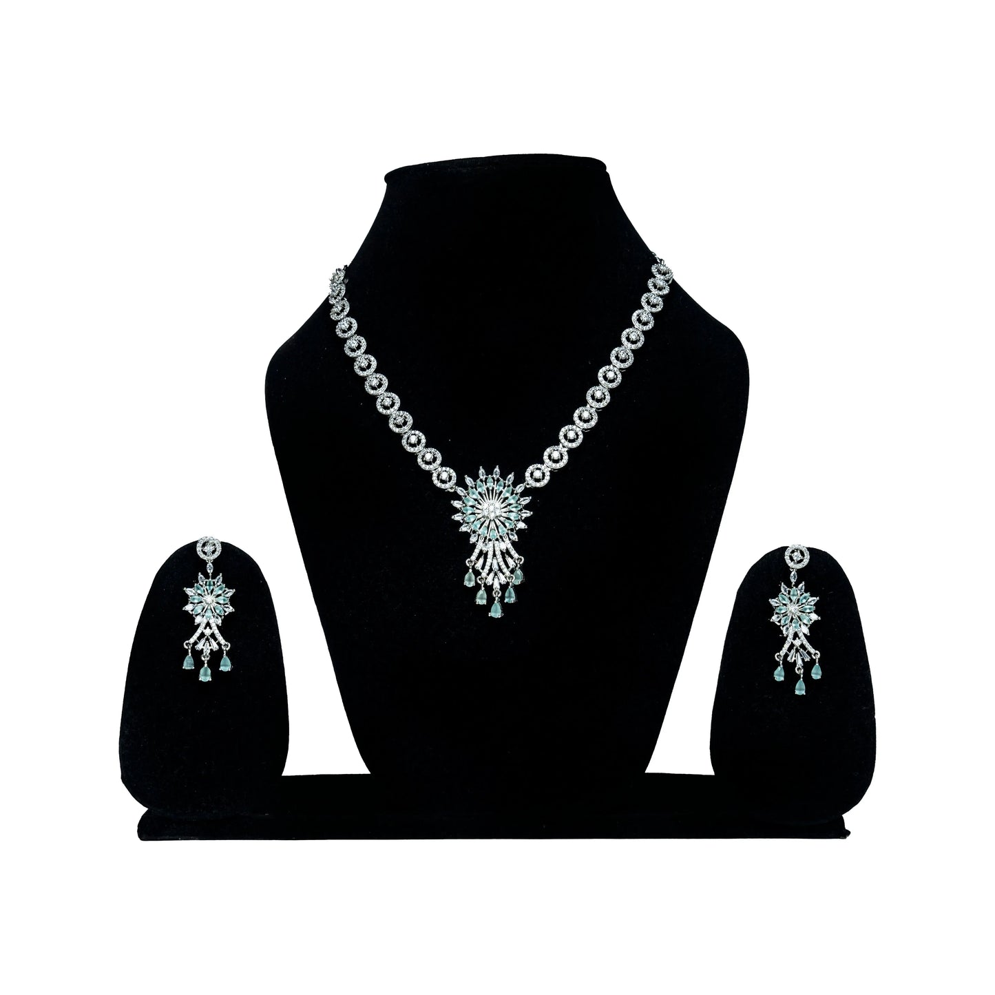 Radiant Blue AD Necklace & Earring Set