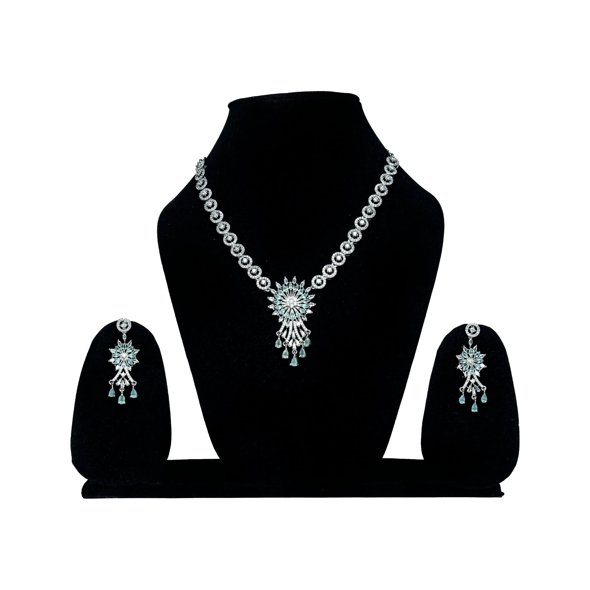 Radiant Blue AD Necklace & Earring Set