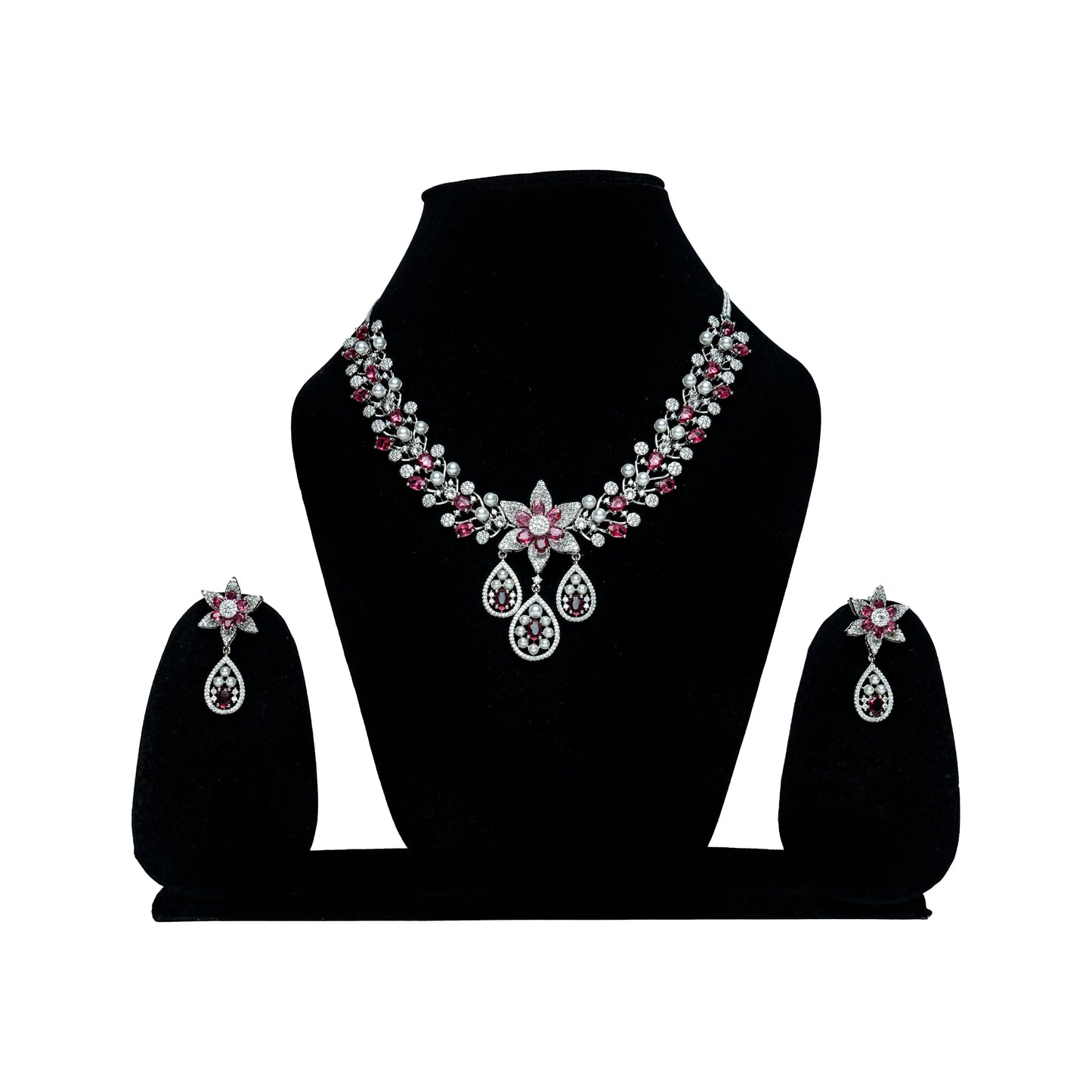 Elegant AD Design Flower Pearl Necklace Set