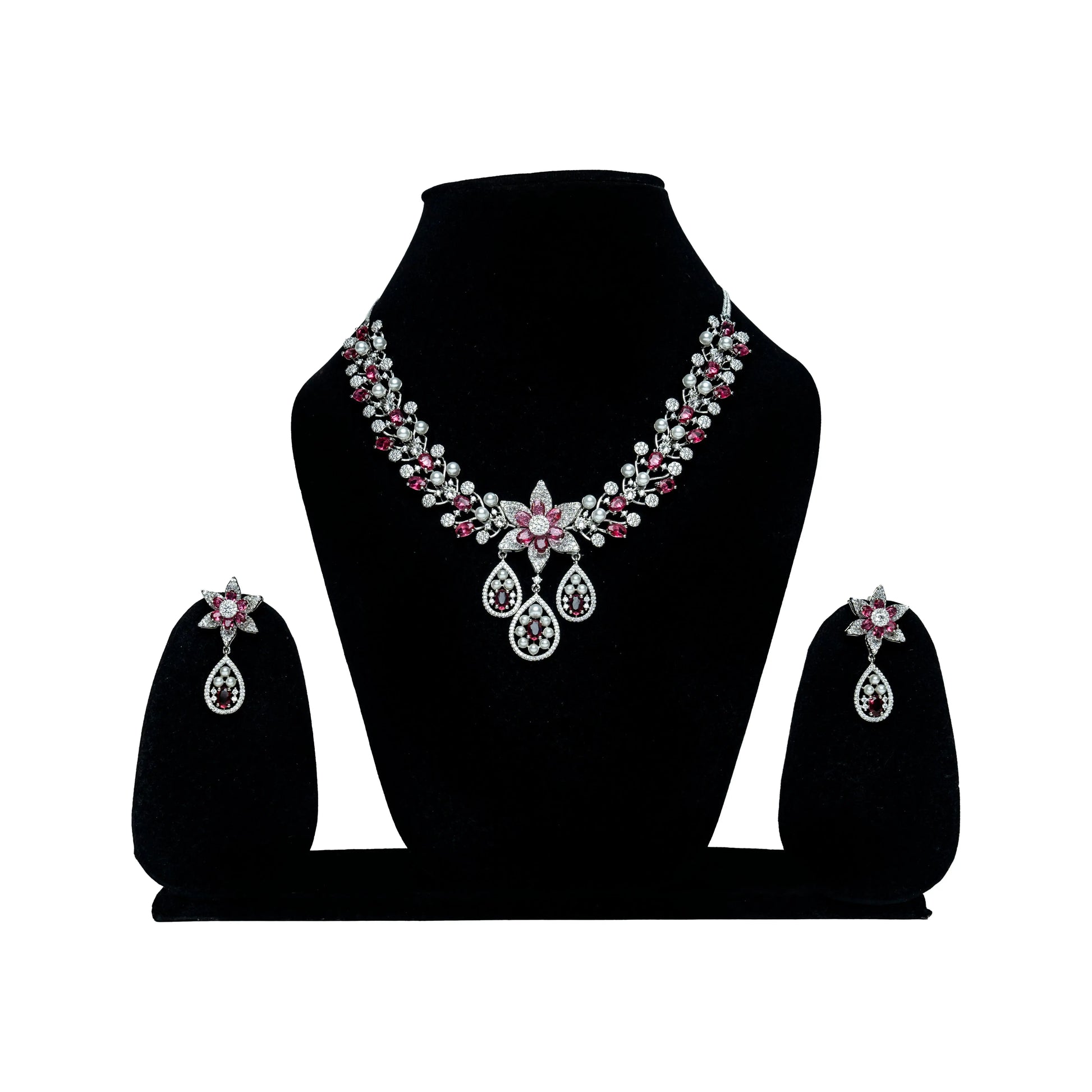 Elegant AD Design Flower Pearl Necklace Set