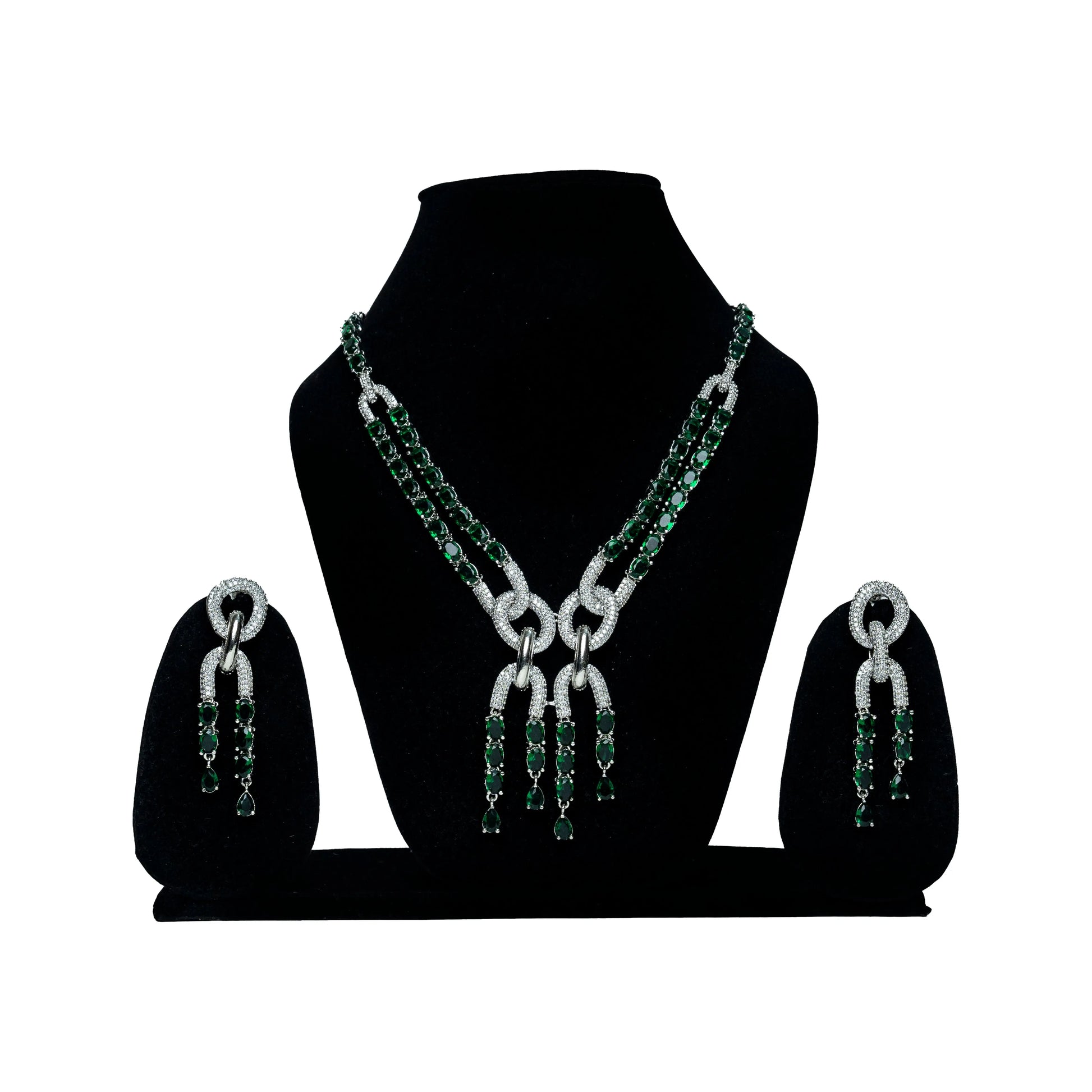 Green AD Necklace Set with Earrings