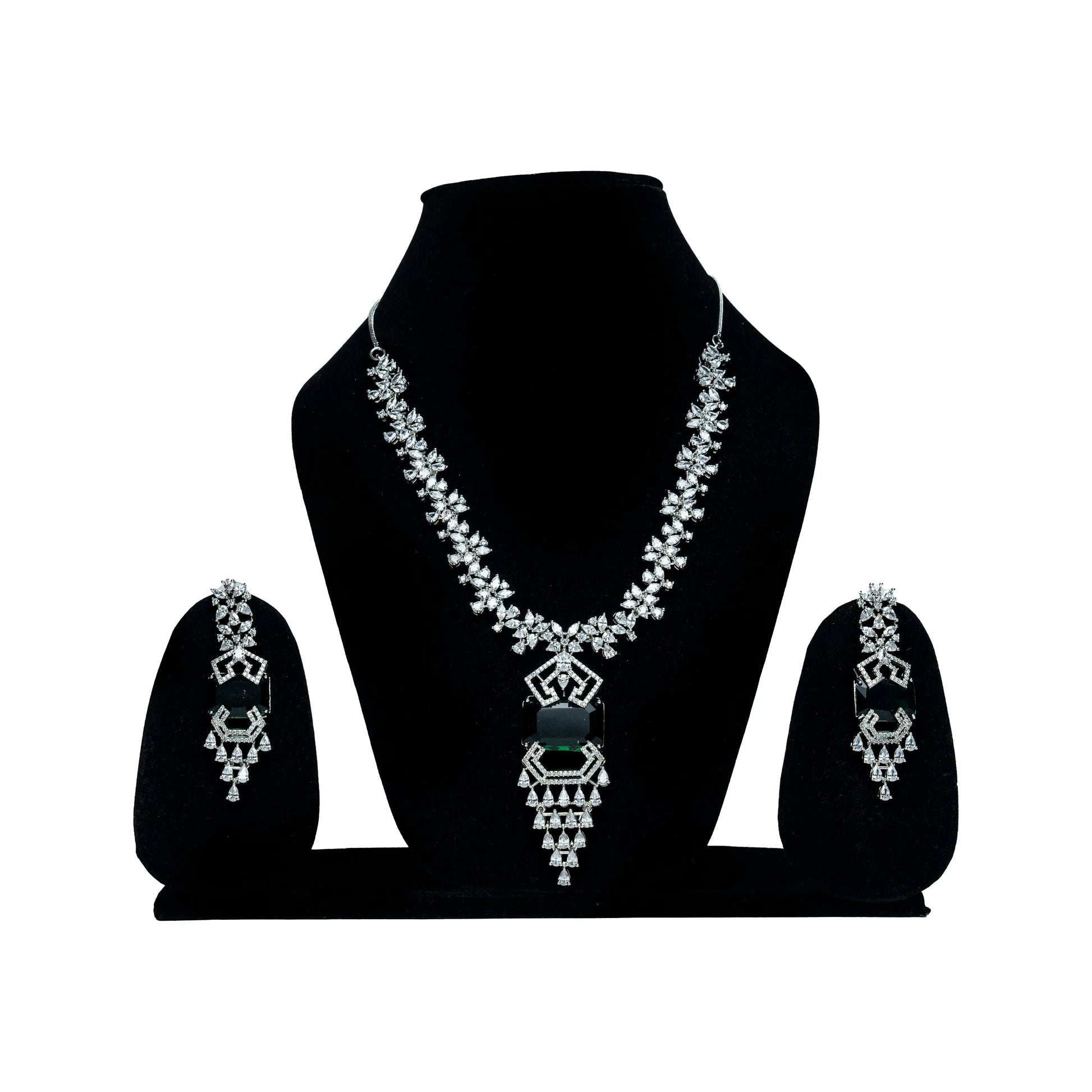 Modern V-Cut Green Emerald Necklace