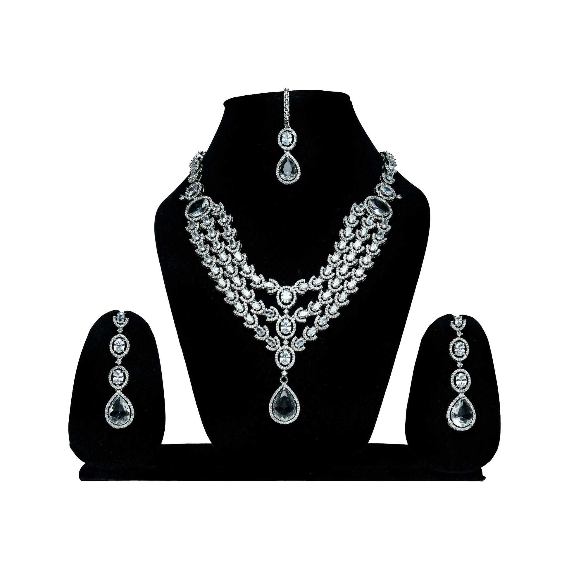 Silver AD Bridal Necklace Set
