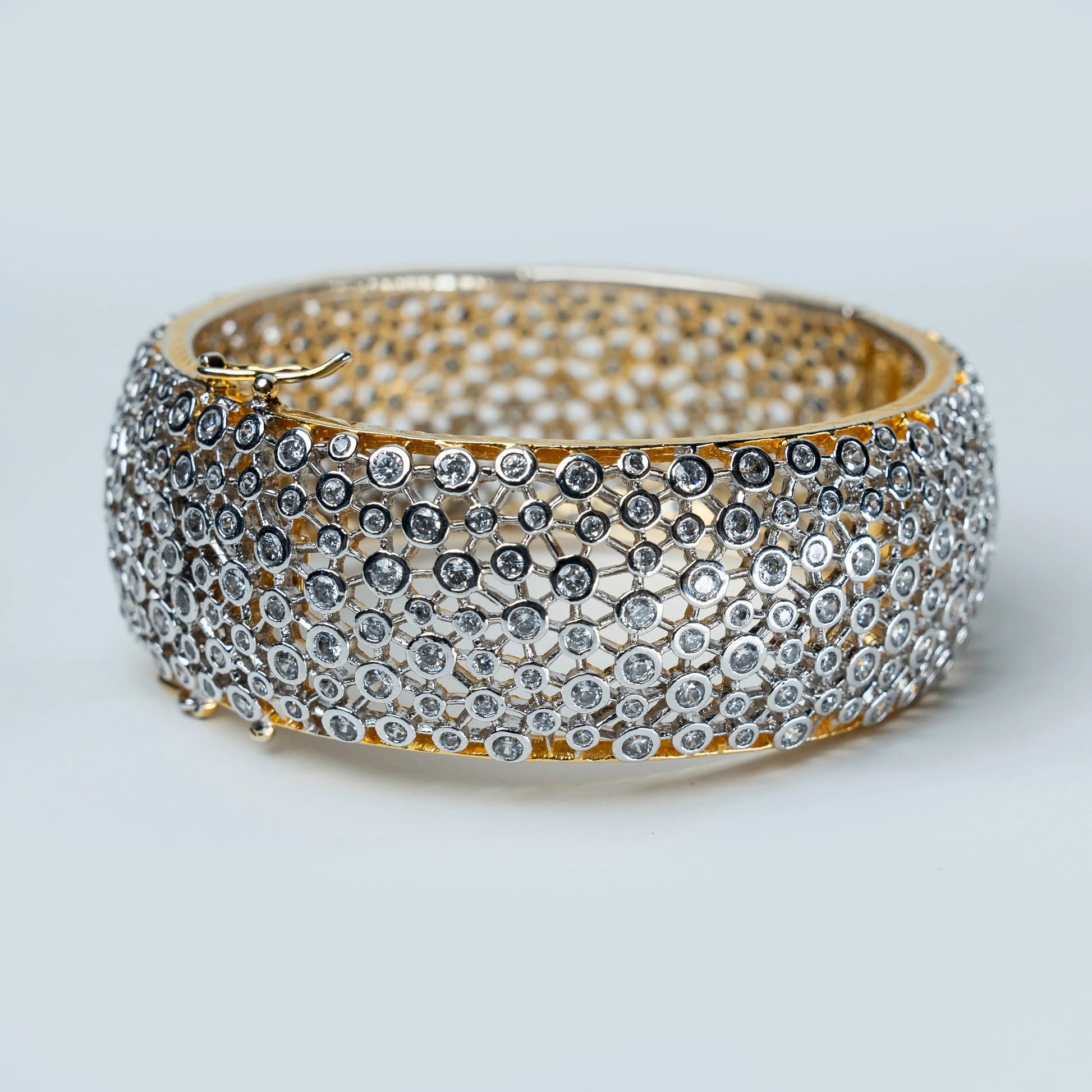 Crystal Studded Gold Cuff Bangle