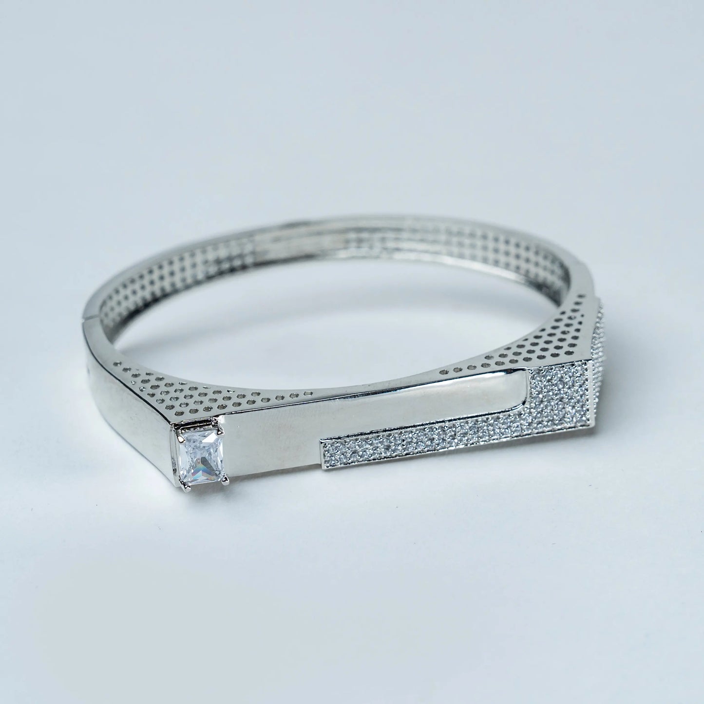 Geometric Minimal Modern Silver Bracelet