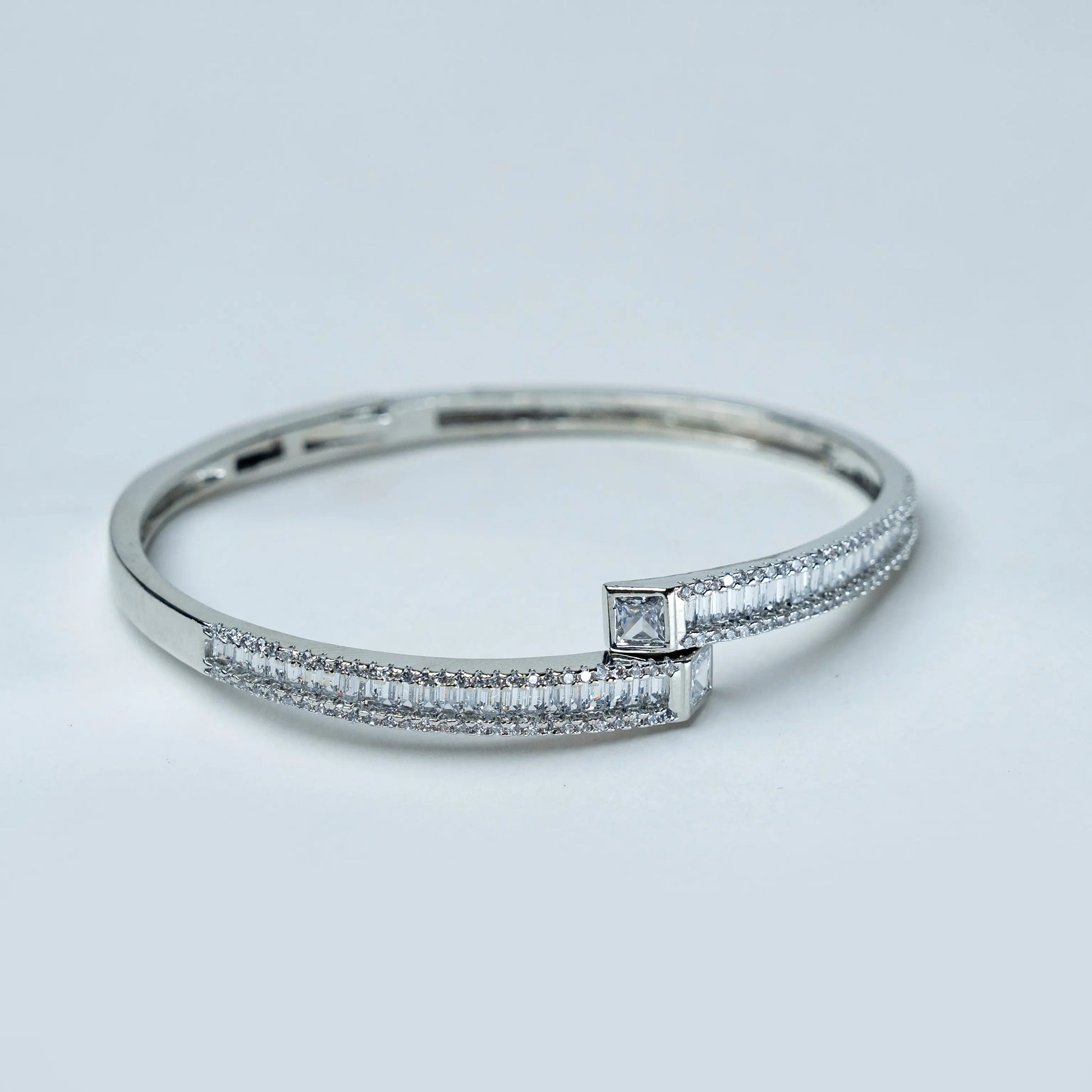 Modern Square Stone Silver Bracelet