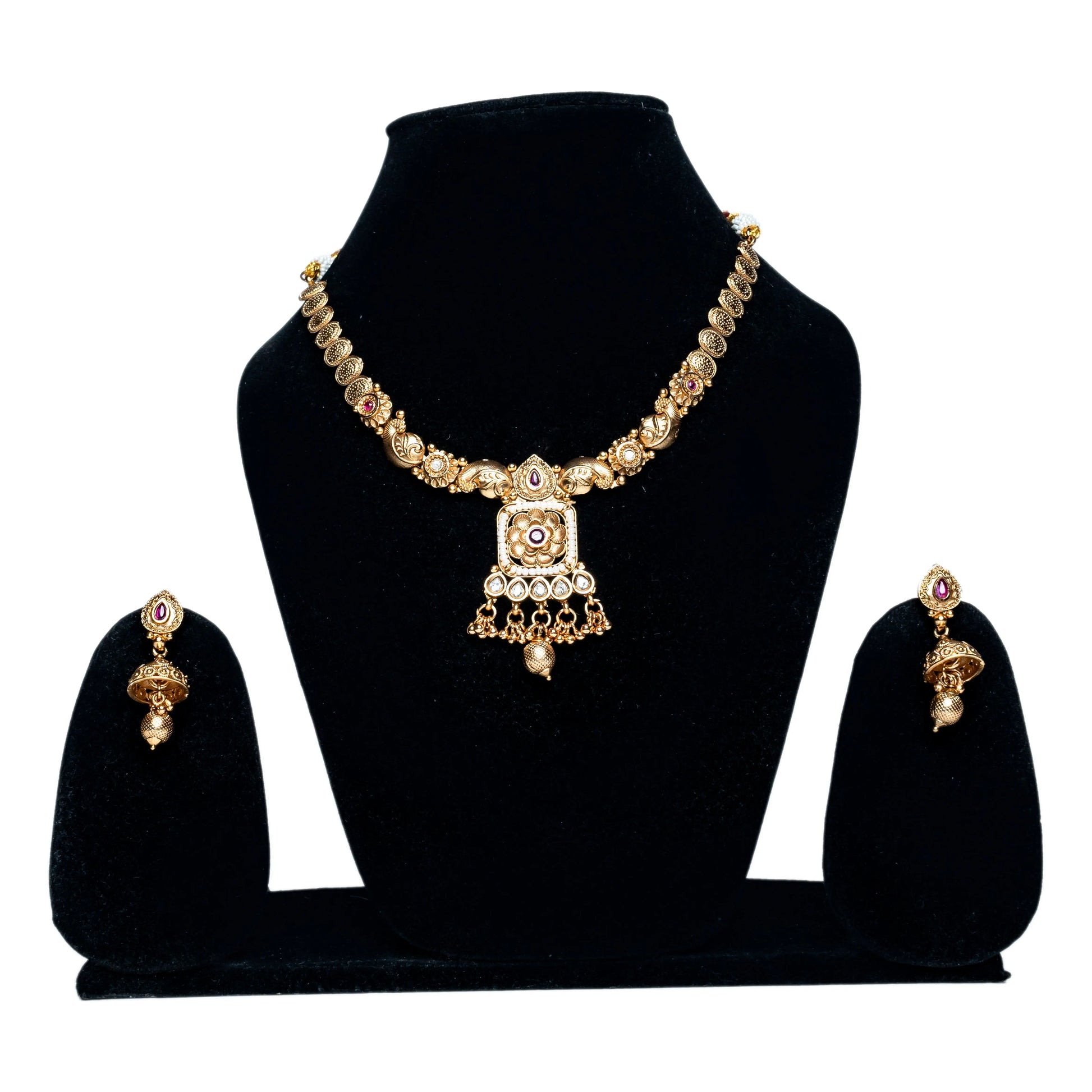 Traditional Temple Jewellery Set with Earrings