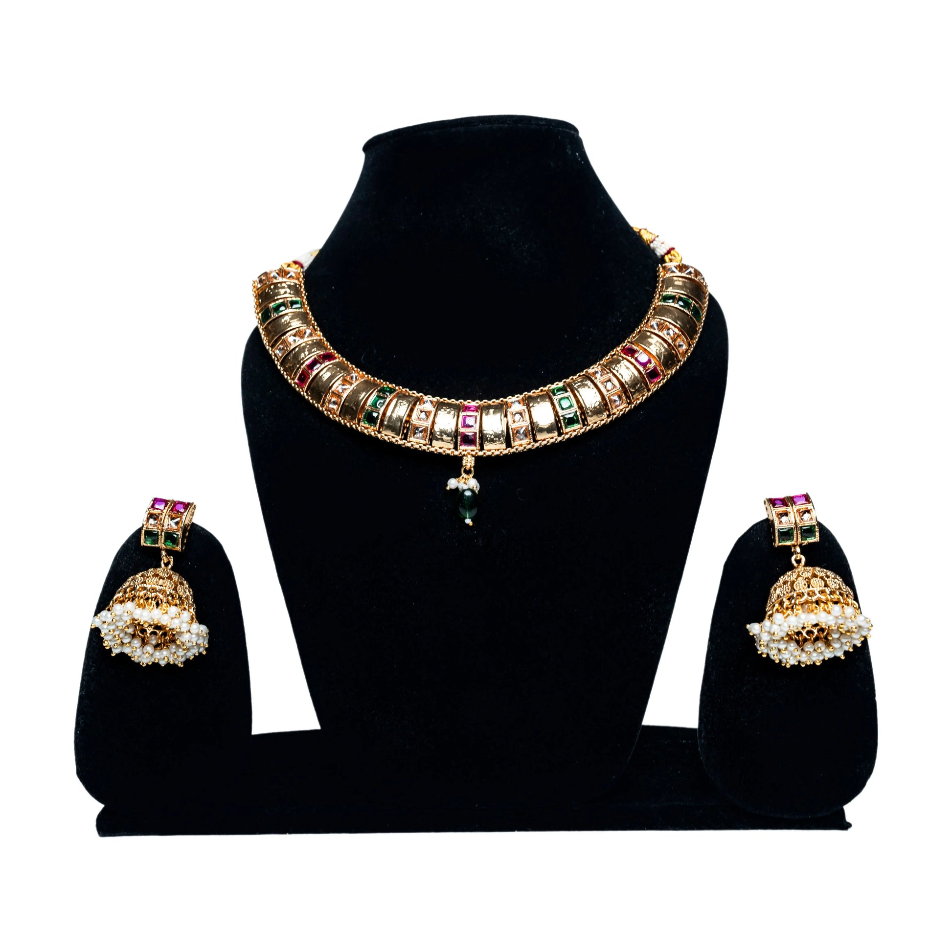Rajwada Multicolored Stone Choker Necklace Set