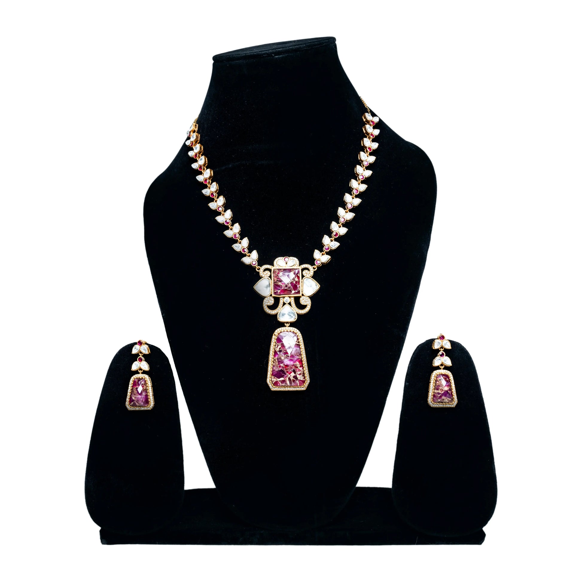Royal pink pendant Necklace Set