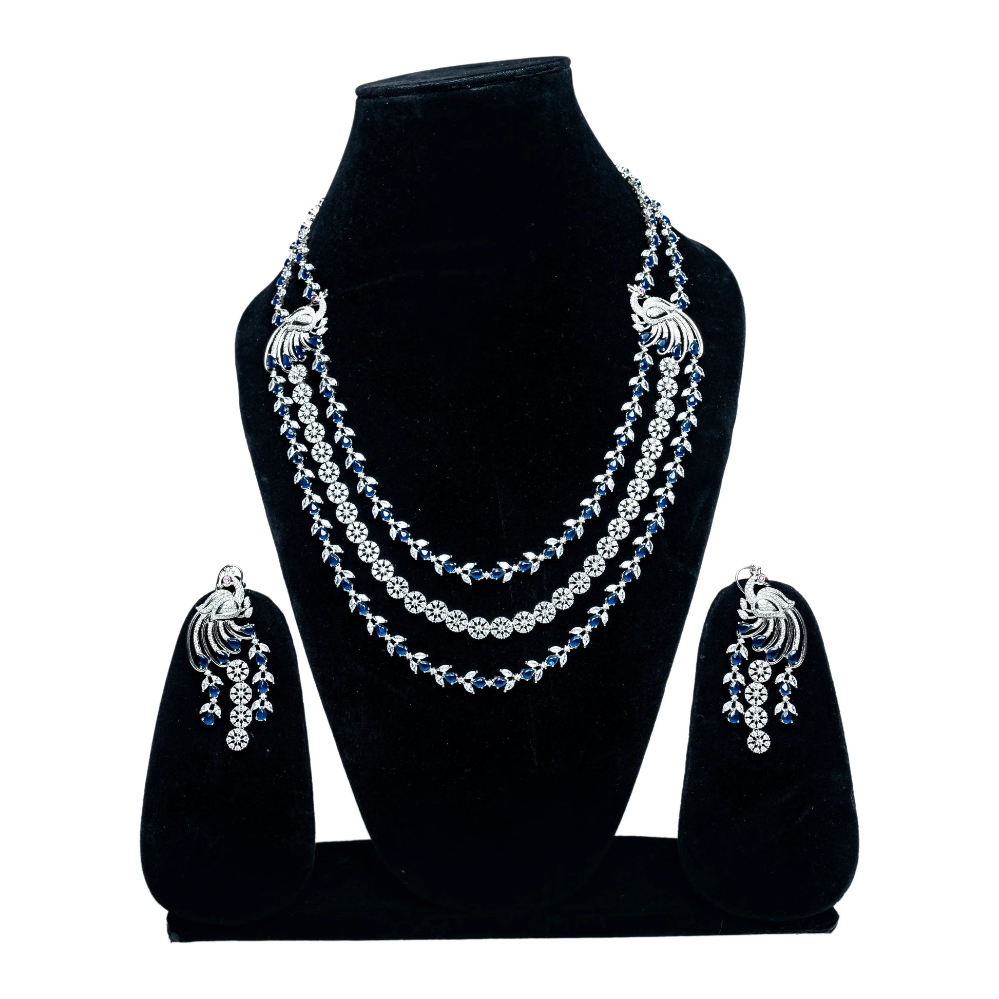 Blue Stones and Earrings AD Necklace Set