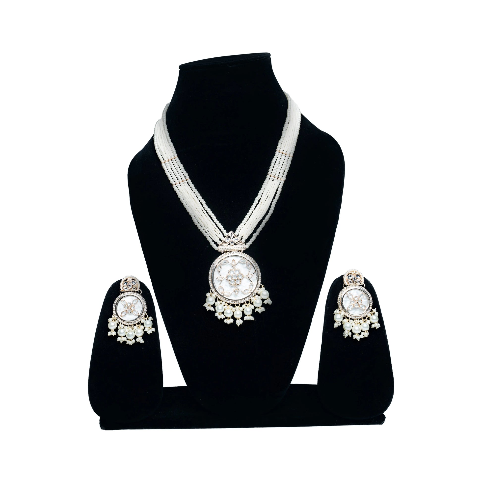 Pearl Kundan Necklace Set with Earrings