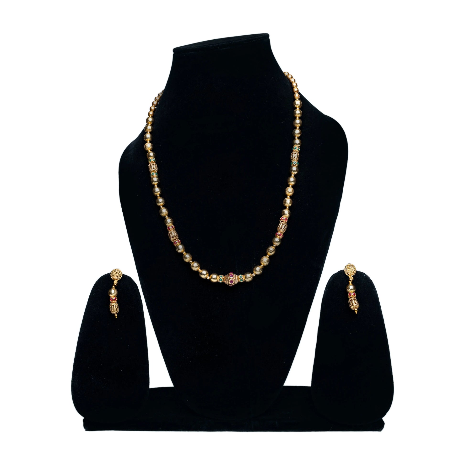 Meenakari Bead Necklace Set with Earrings
