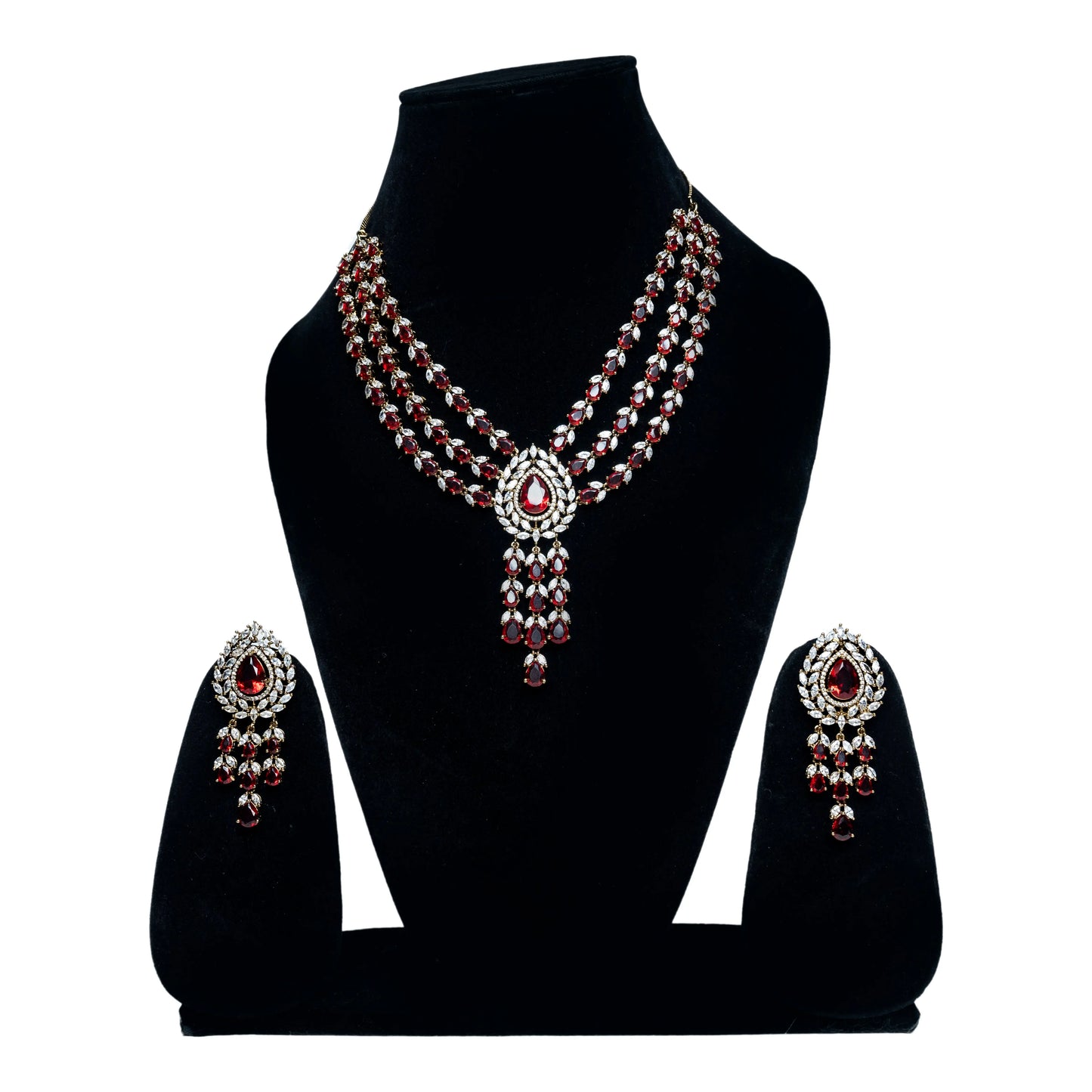 Red Stone Bridal Necklace Set