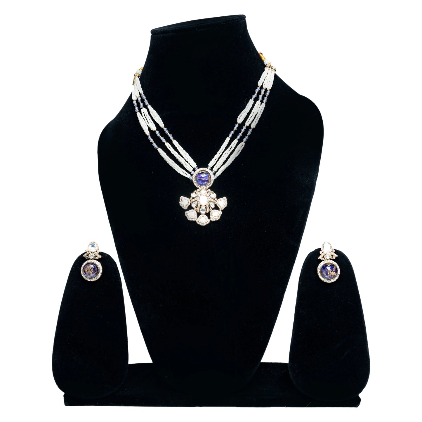 Purple Stone Beaded Necklace Set