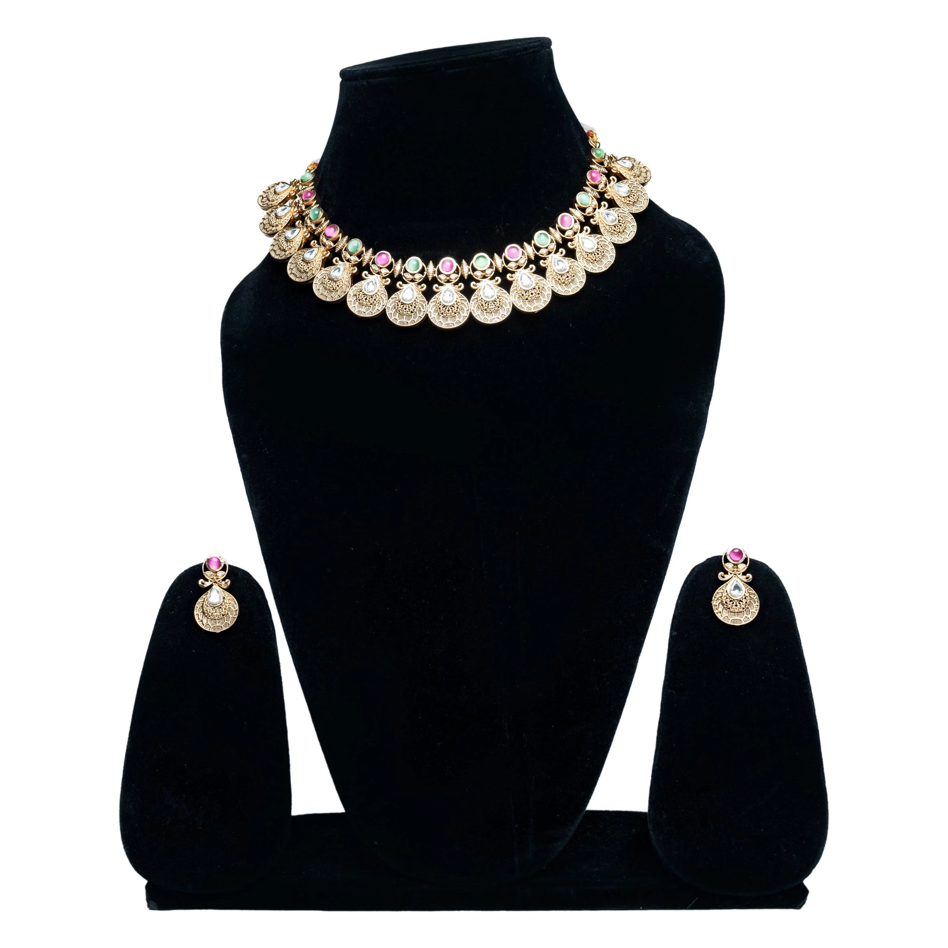 Gold Coin Choker Necklace Set