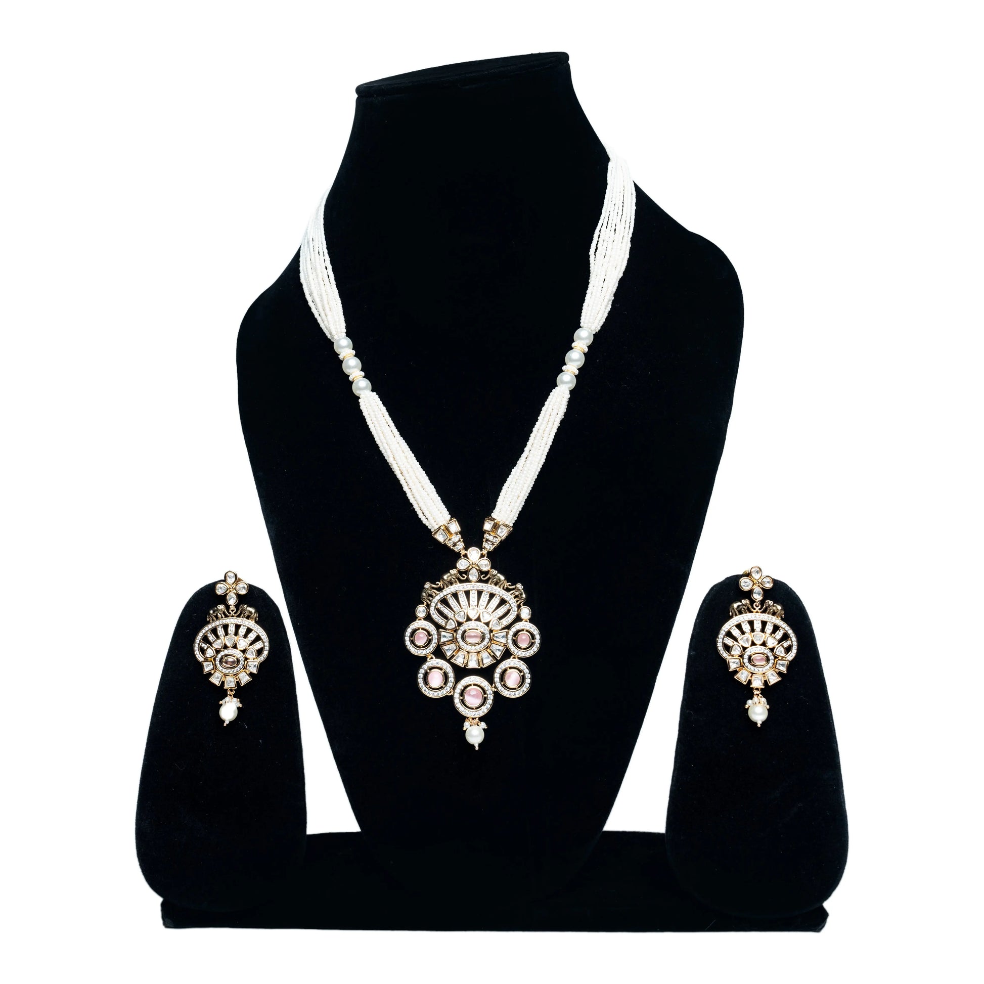 Beaded Pendant Necklace Set with Earrings