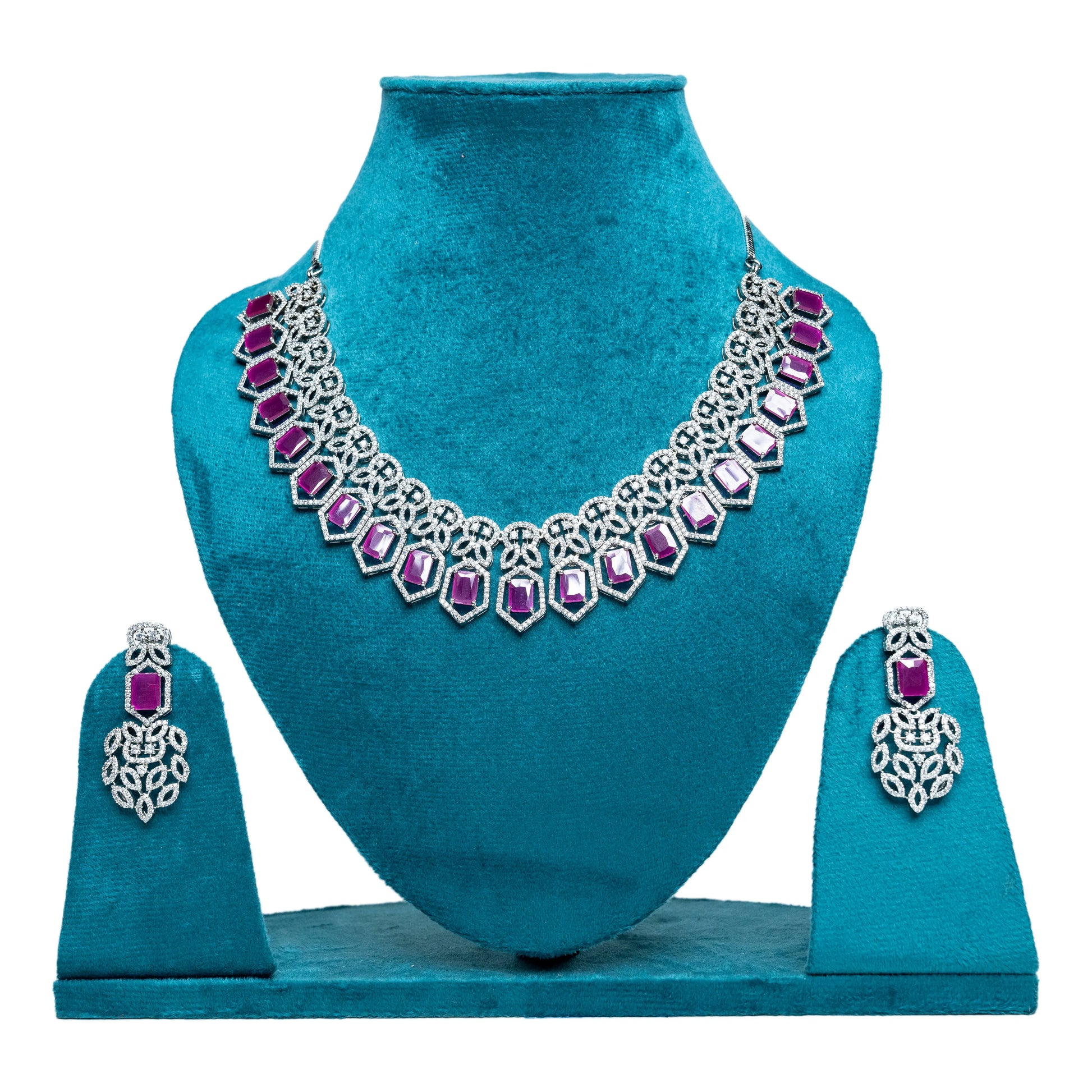 Magenta Stone Necklace Set