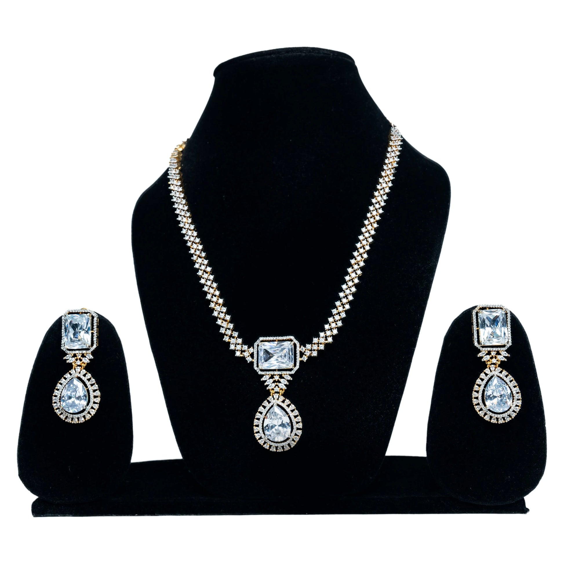 Silver Triangular Motif in Gold & Silver Necklace