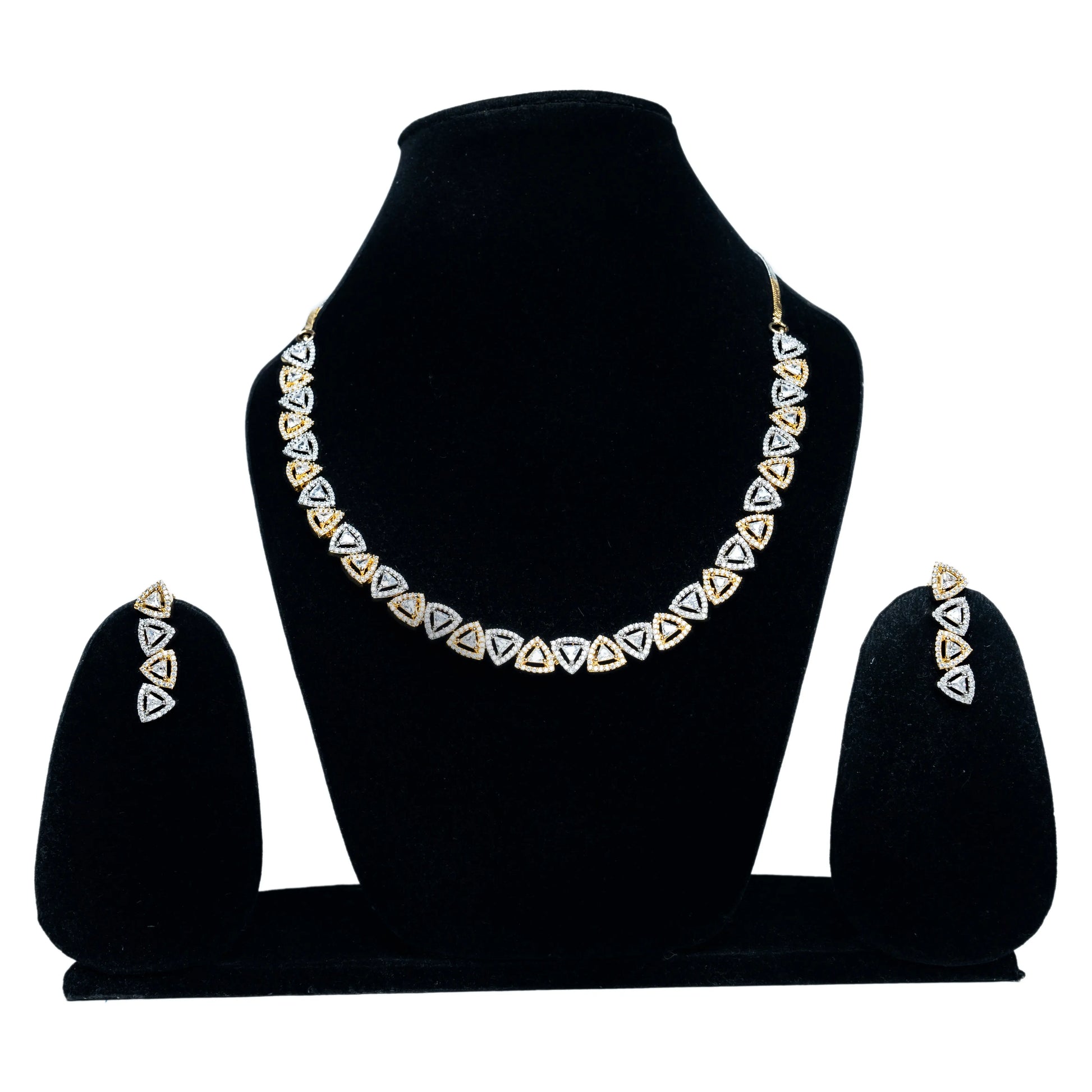 Silver Triangular Motif in Gold & Silver Necklace