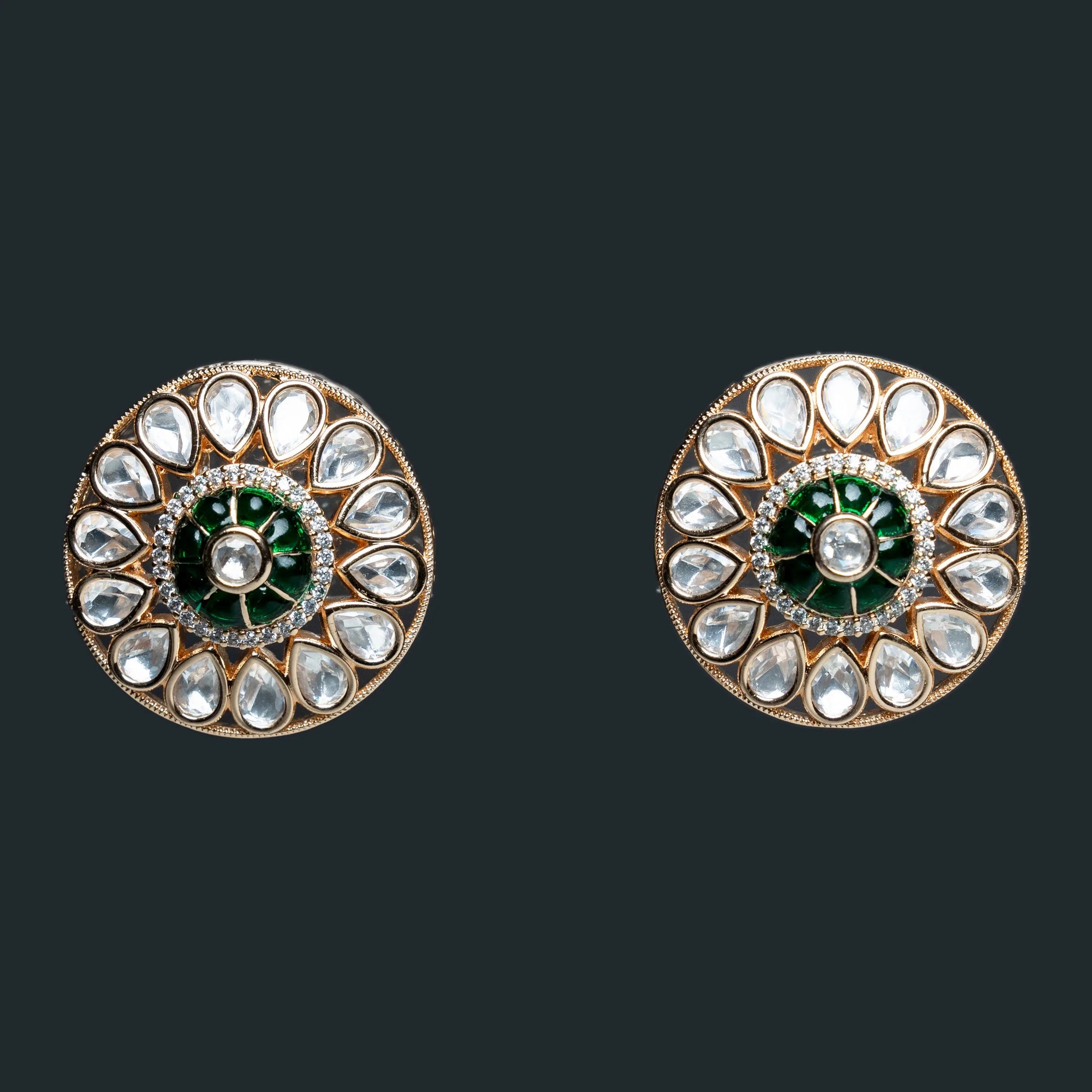 Emerald Green Kundan Earrings
