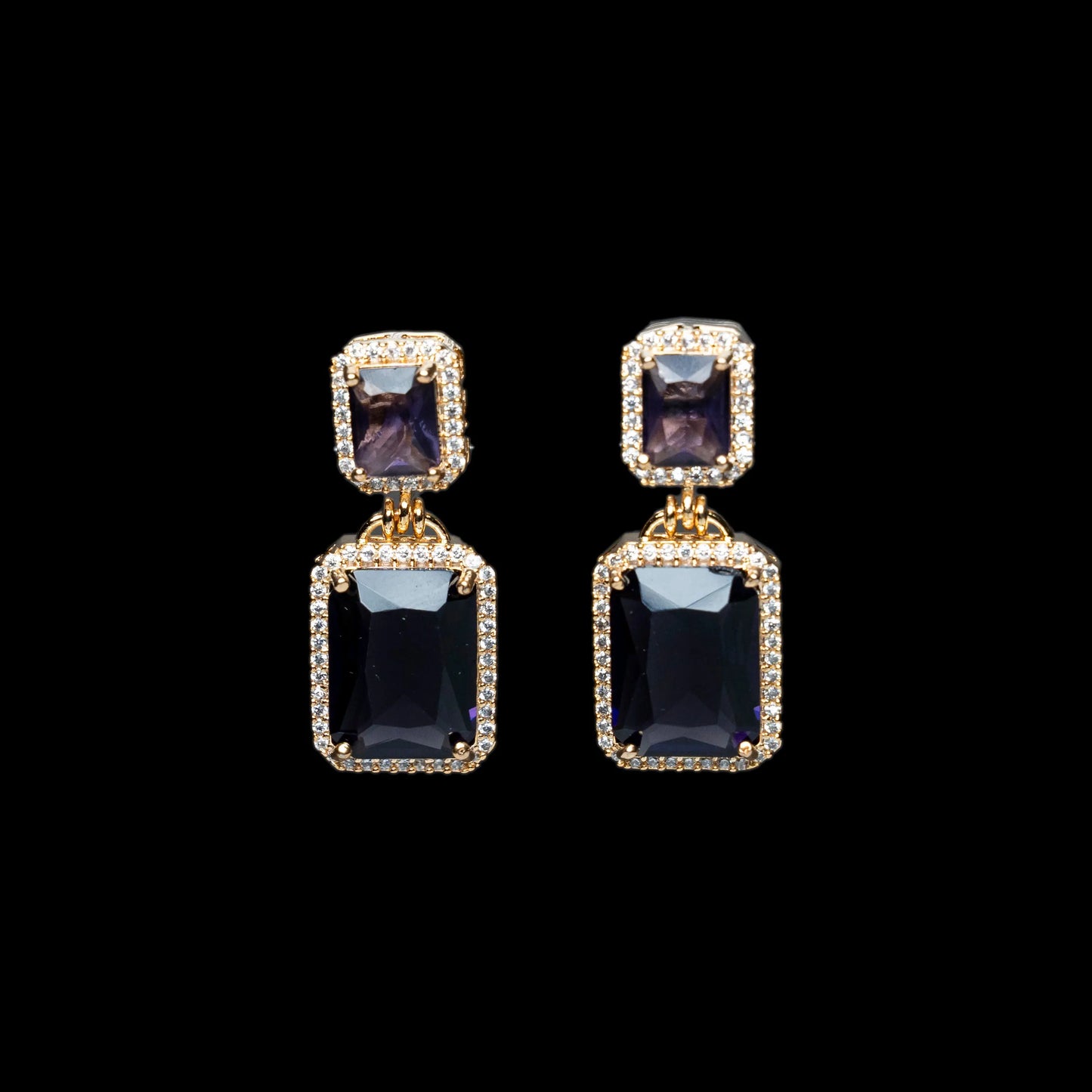 Blue Squar Cut Earrings