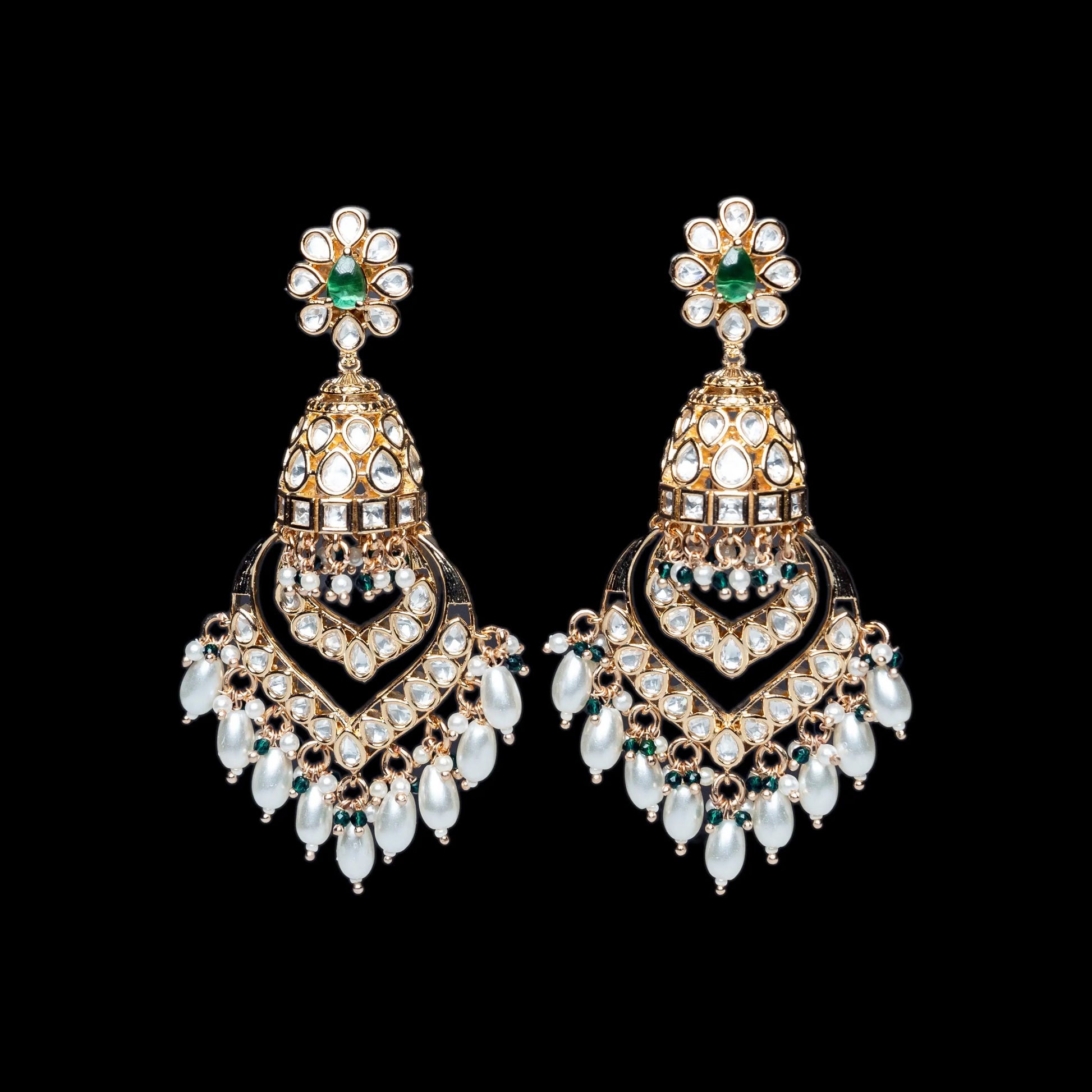 Bridal Jhumka with Pearl Drops Kundan Earrings