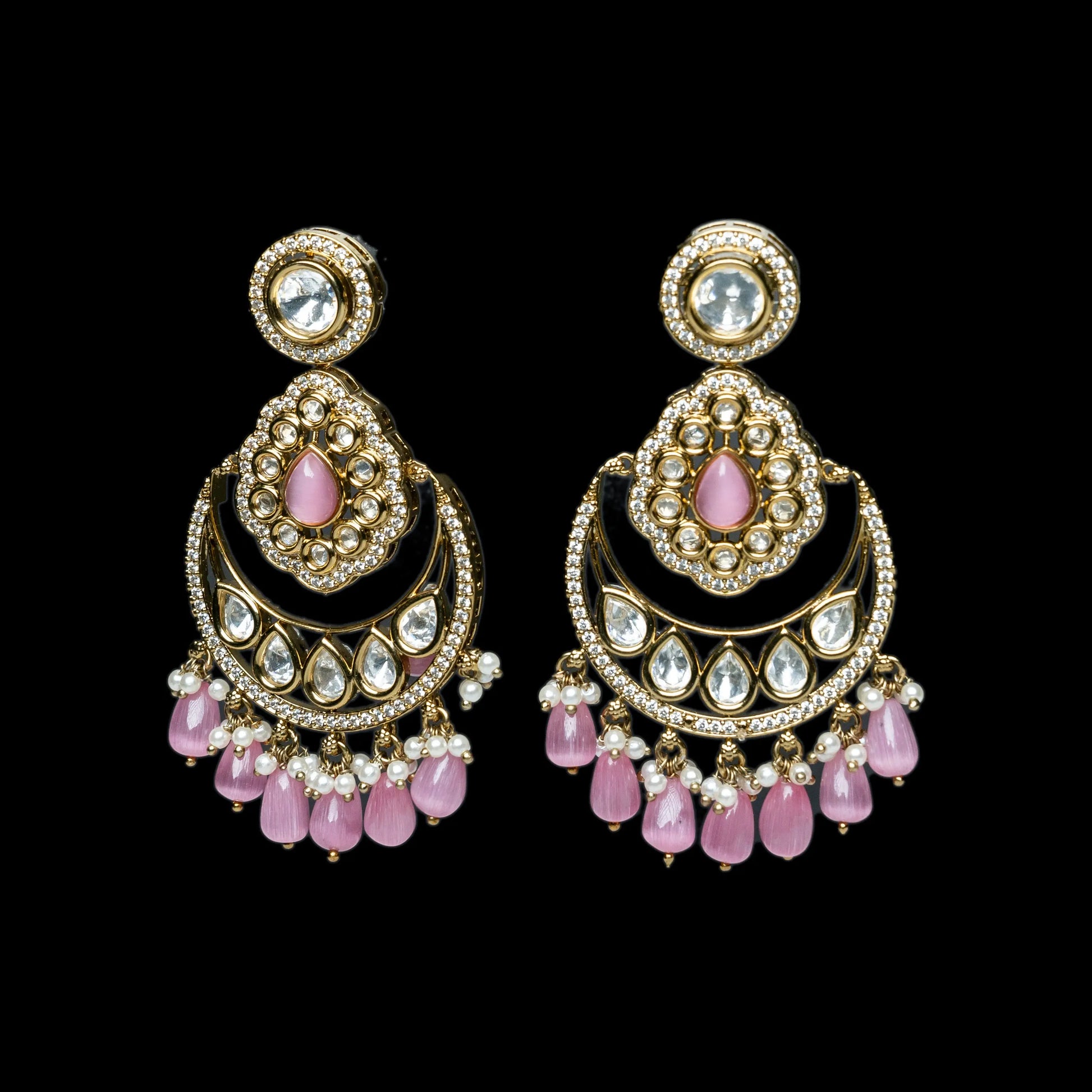 Pink Kundan Earrings