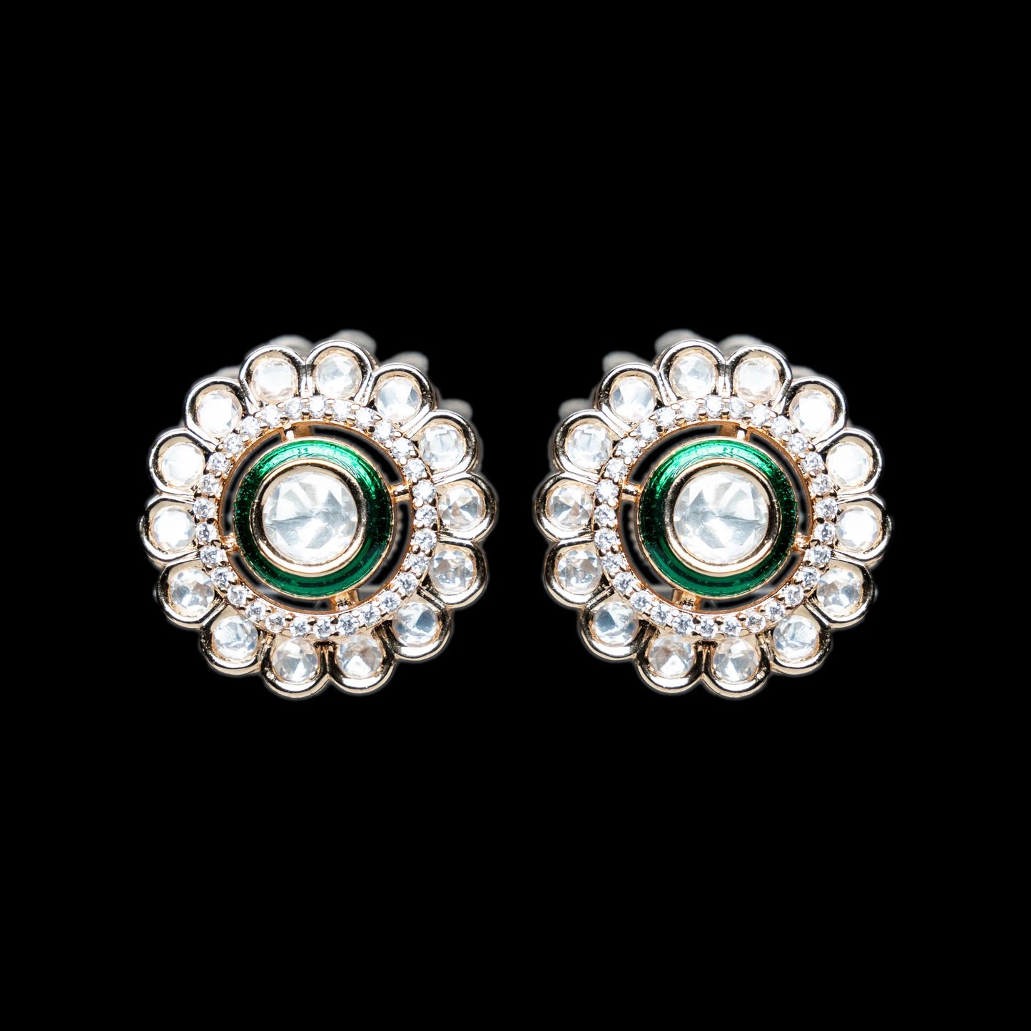 Green Polki Earrings
