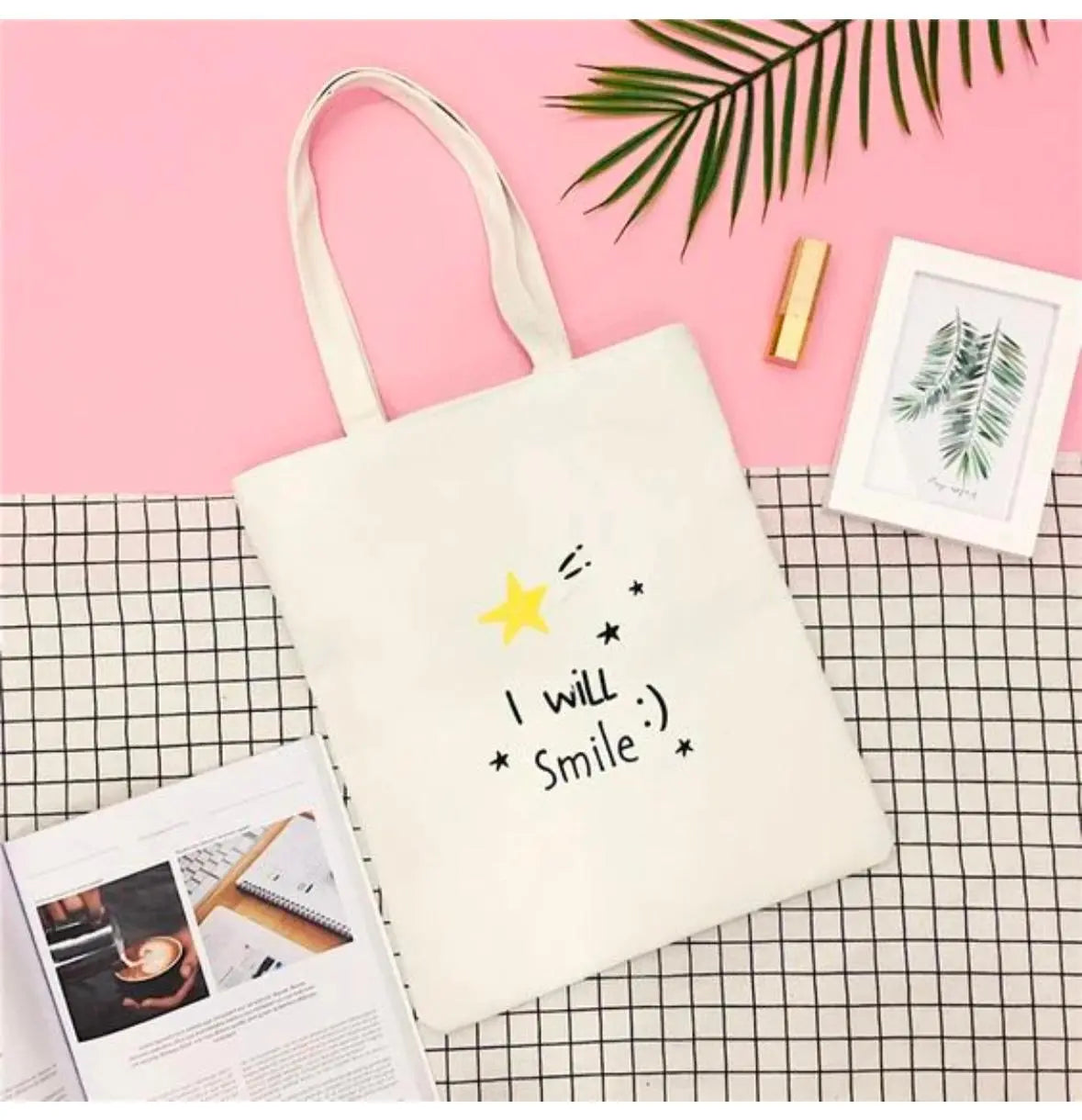 I Will Smile Tote Canvas Bag