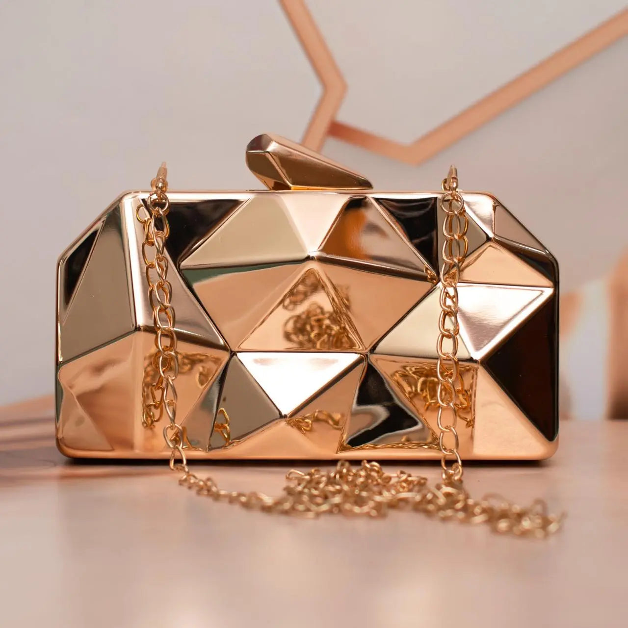 Gilded Prism Clutch – Molten Gold