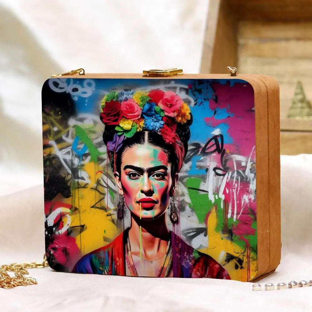 Frida KahGraphic Box Clutch Fashion Accessories