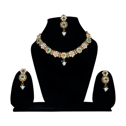 Rajwada Flower Design Necklace Set