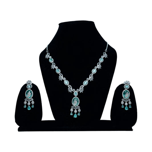 Green Stone AD Design Artificial Necklace Set