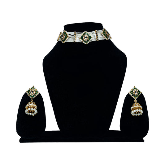 Choker Necklace-White Beads Choker