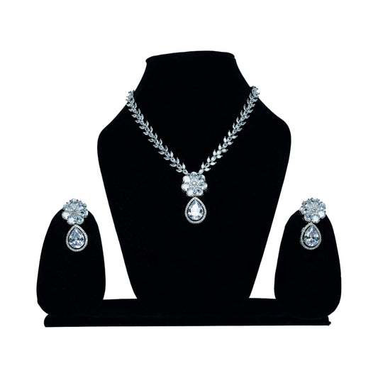Silver Colour AD Necklace - VERDOT