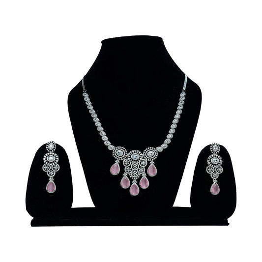 Pink Stone AD Necklace - VERDOT