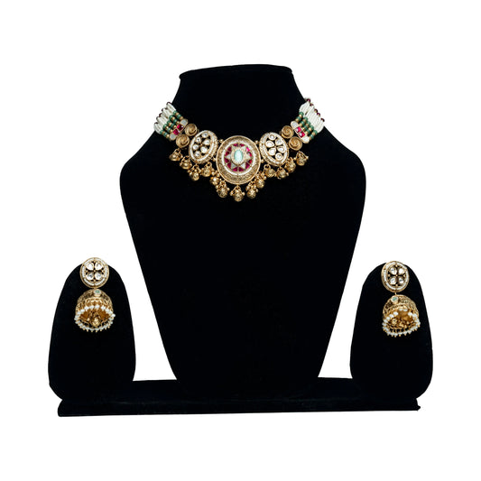 Floral Motif Meenakari Choker Set