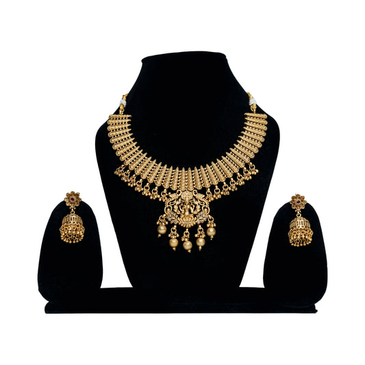 Temple Lakshmi Choker Set with Jhumka Earrings