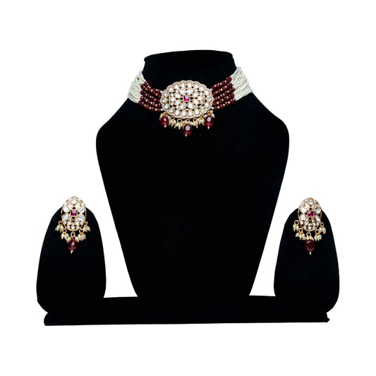 Kundan Oval Choker Set with Earrings