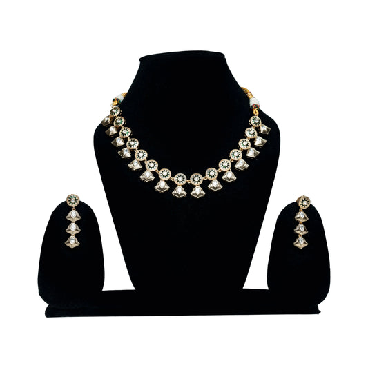 Royal Floral Kundan Choker Necklace Set with Earrings
